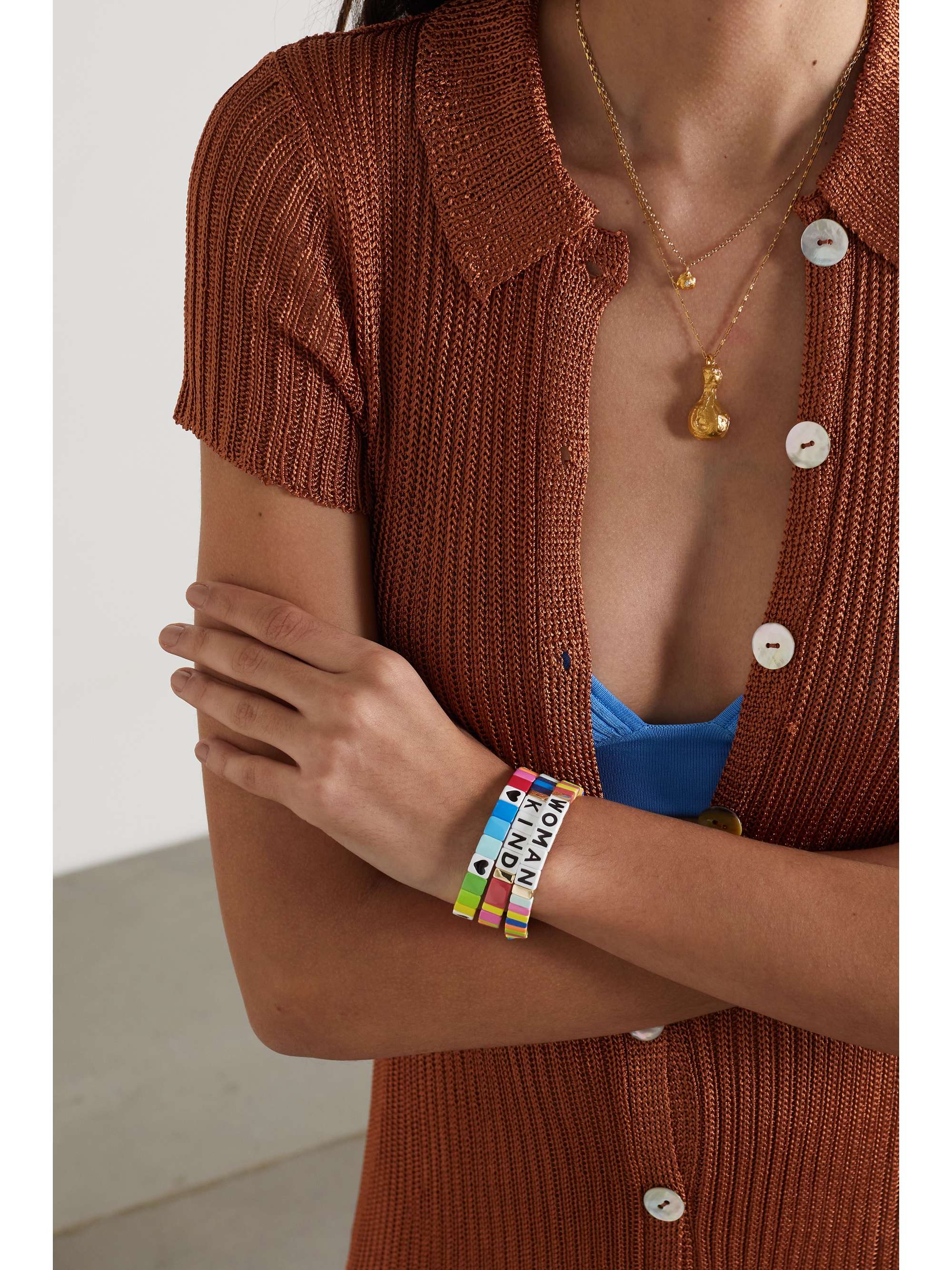 ROXANNE ASSOULIN Black Out set of three enamel and gold-tone bracelets