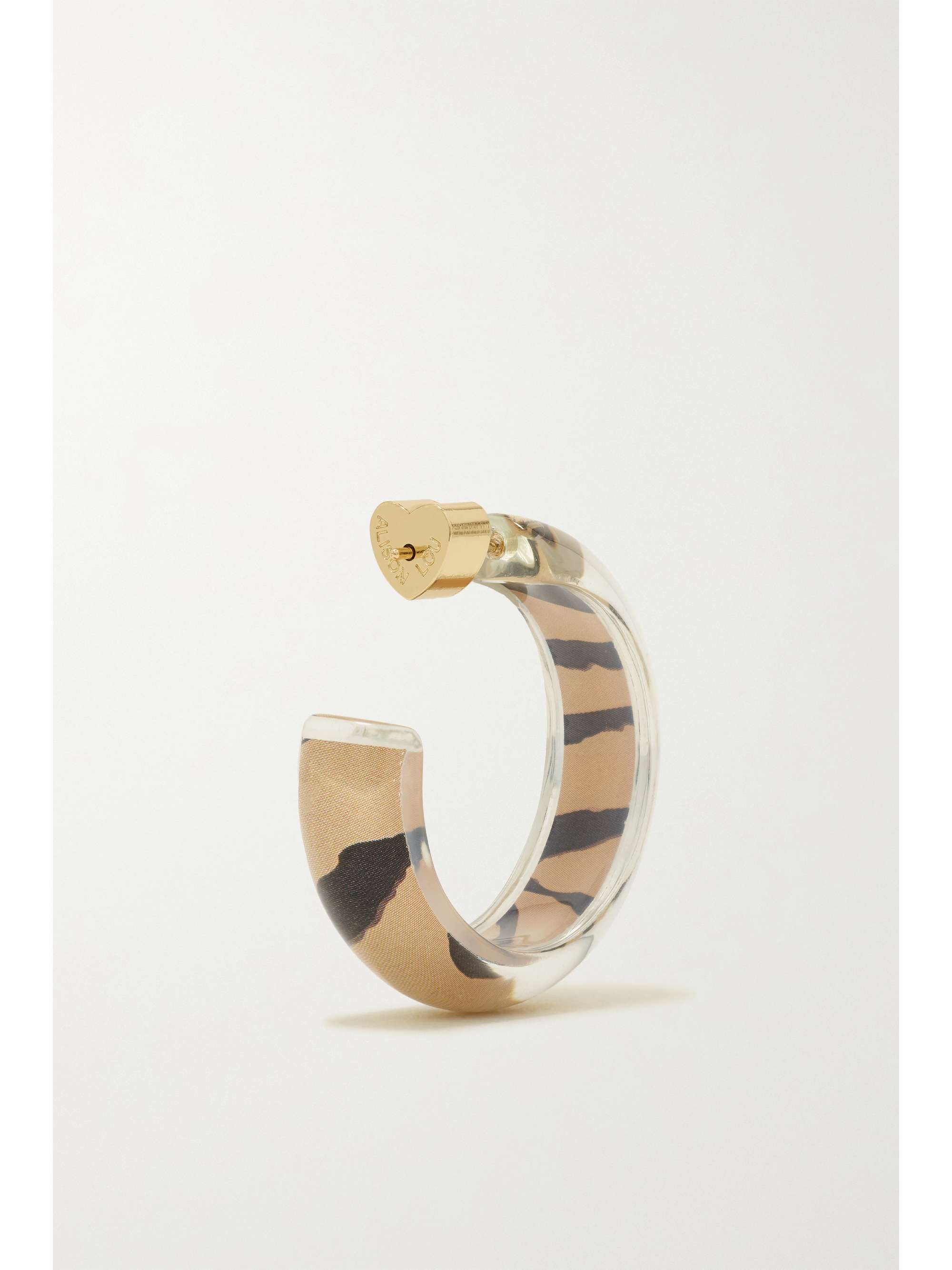 ALISON LOU Jelly Snake 14-karat gold, lucite and enamel hoop earrings
