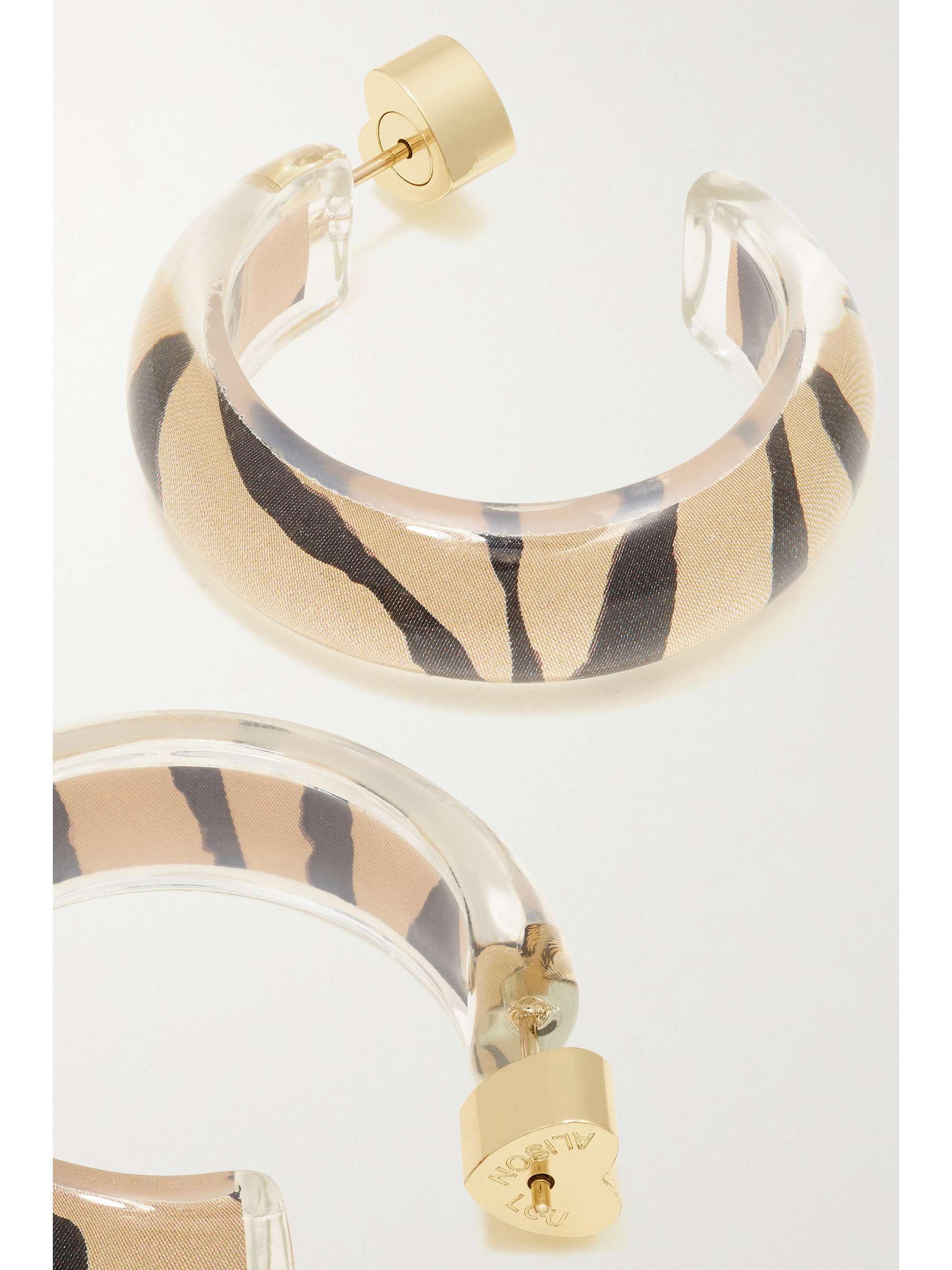 ALISON LOU Jelly Snake 14-karat gold, lucite and enamel hoop earrings