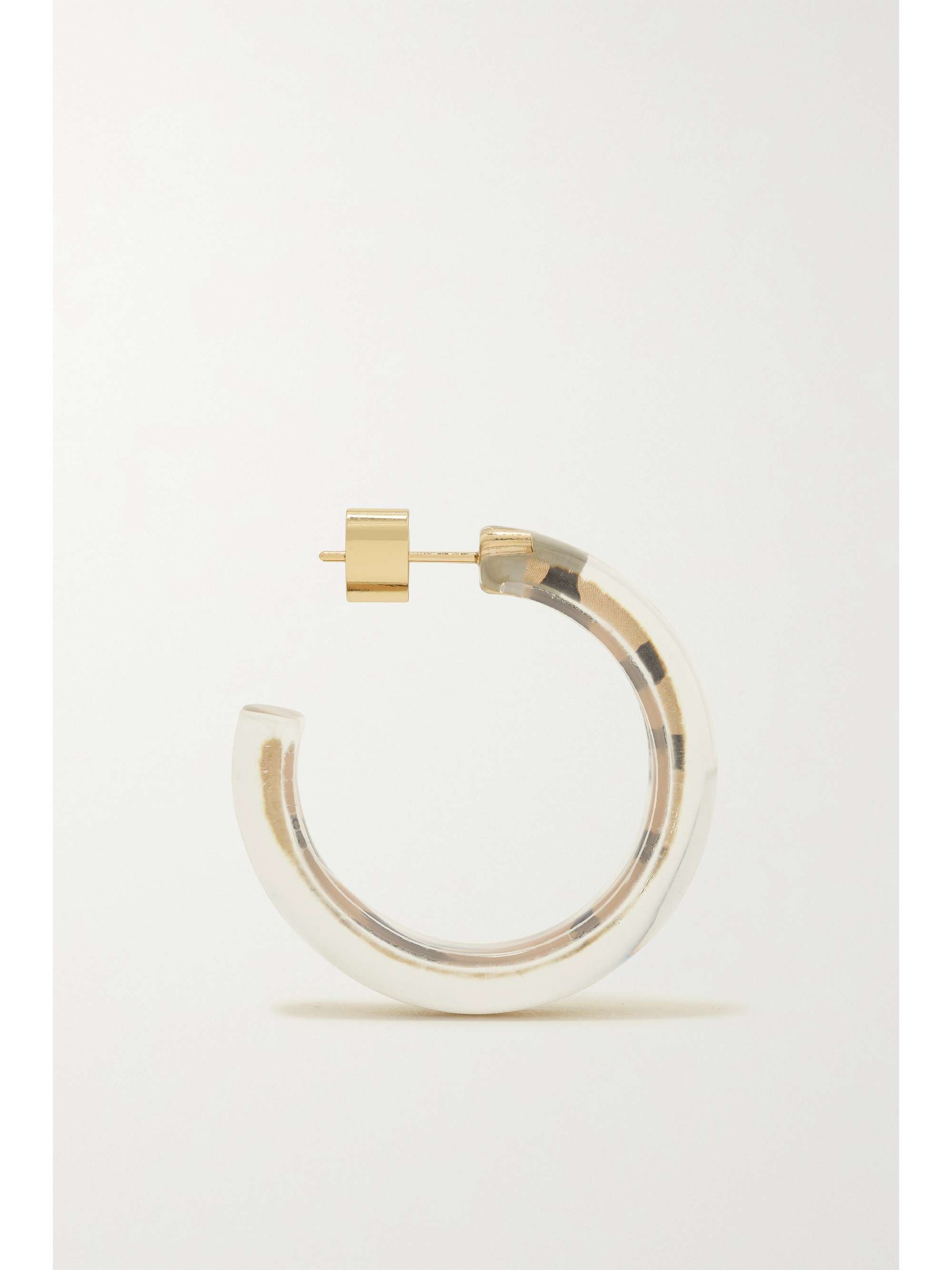 ALISON LOU Jelly Snake 14-karat gold, lucite and enamel hoop earrings