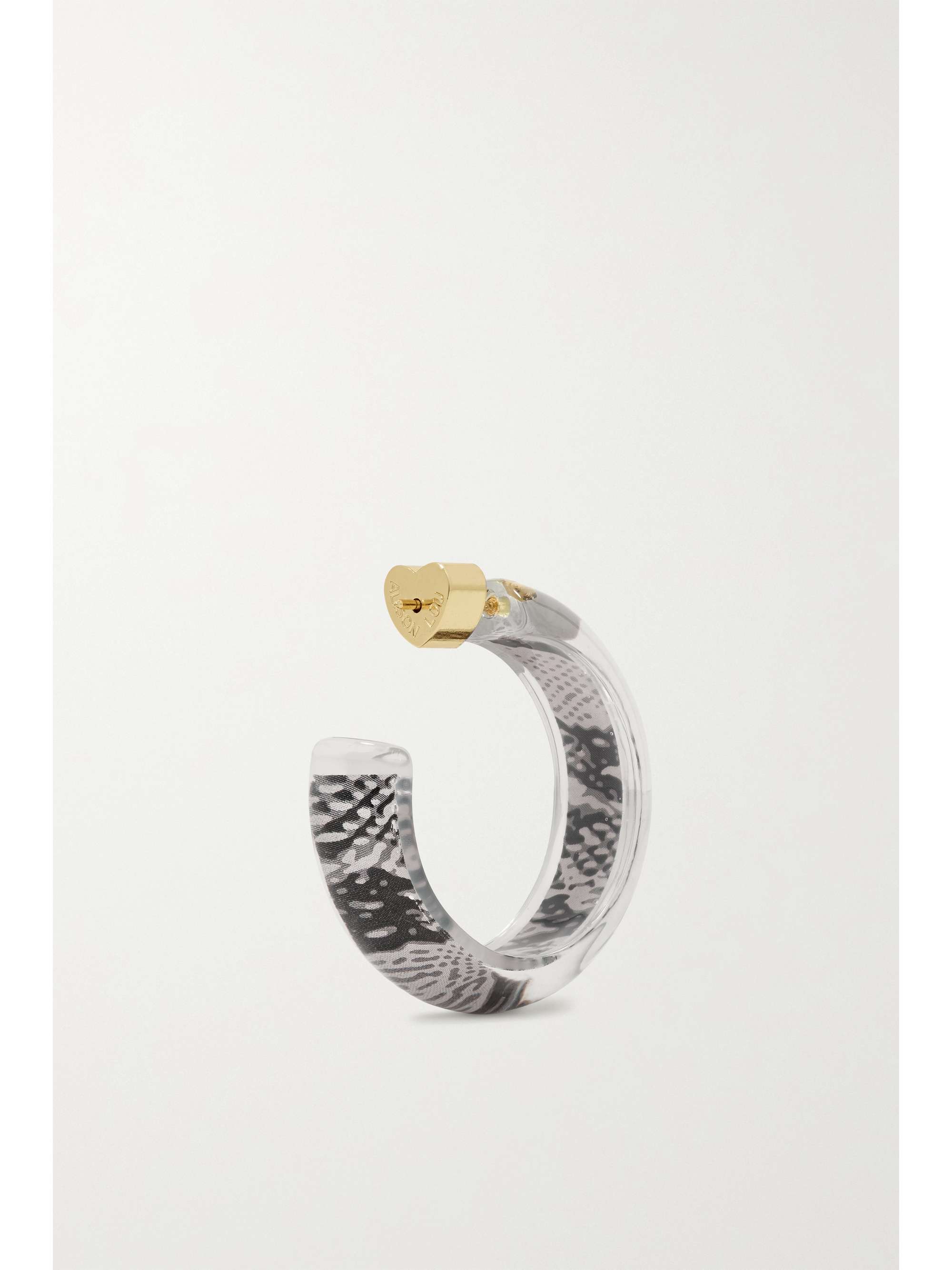 ALISON LOU Jelly Snake 14-karat gold, lucite and enamel hoop earrings
