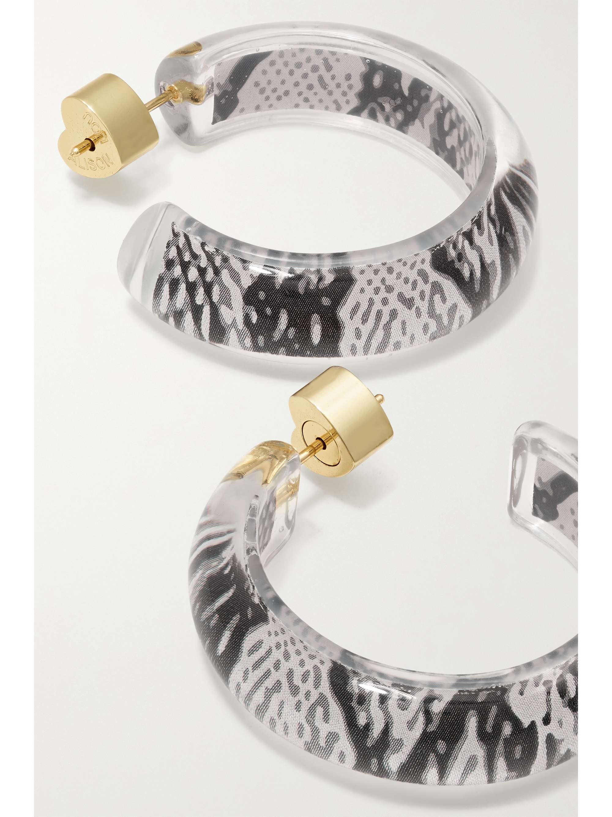 ALISON LOU Jelly Snake 14-karat gold, lucite and enamel hoop earrings