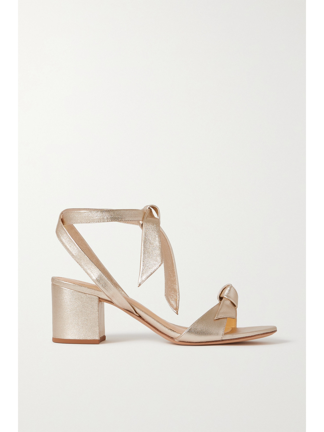 ALEXANDRE BIRMAN CLARITA BOW-EMBELLISHED METALLIC LEATHER SANDALS