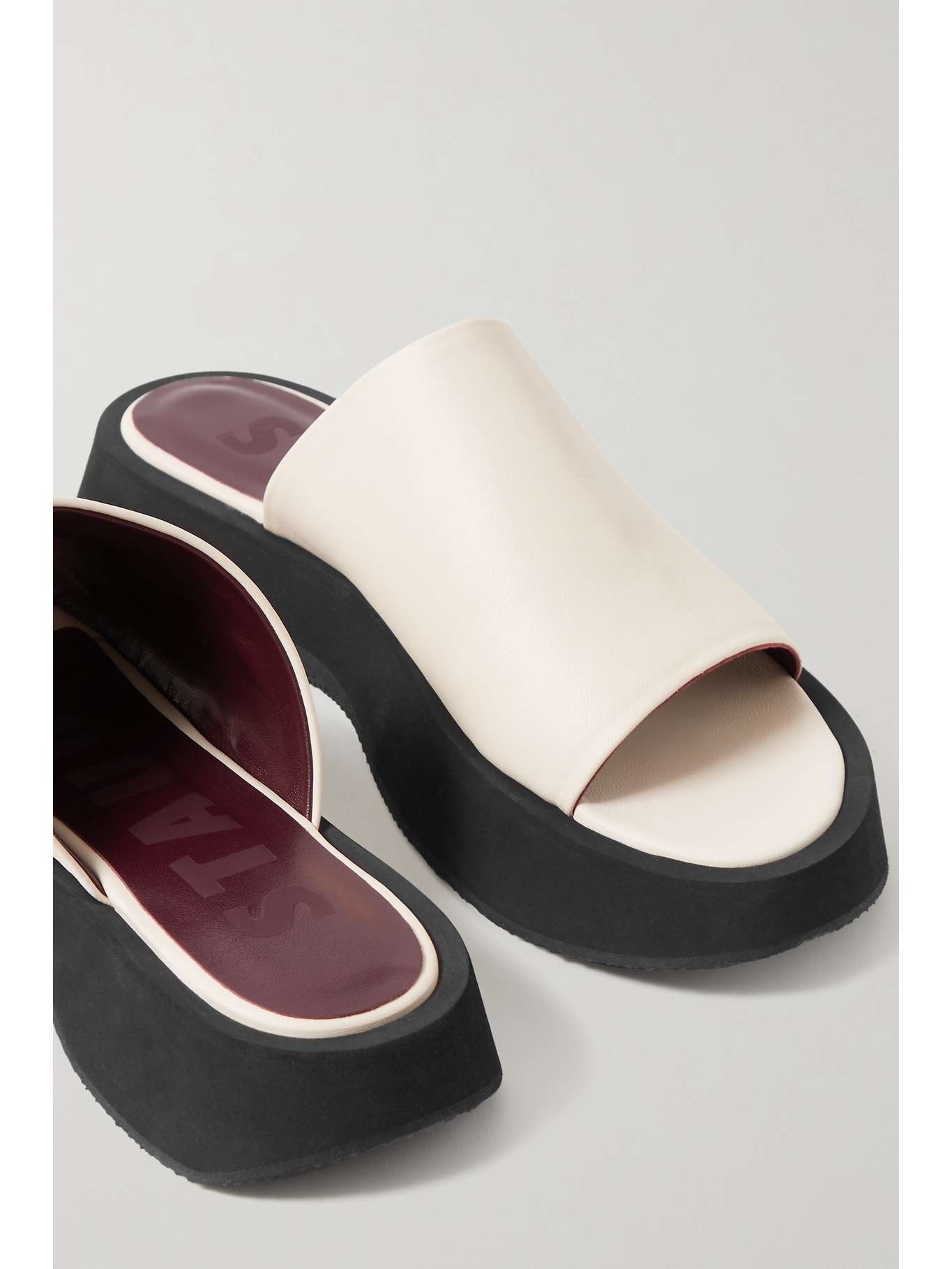 Cream Alpine leather platform slides | STAUD | NET-A-PORTER
