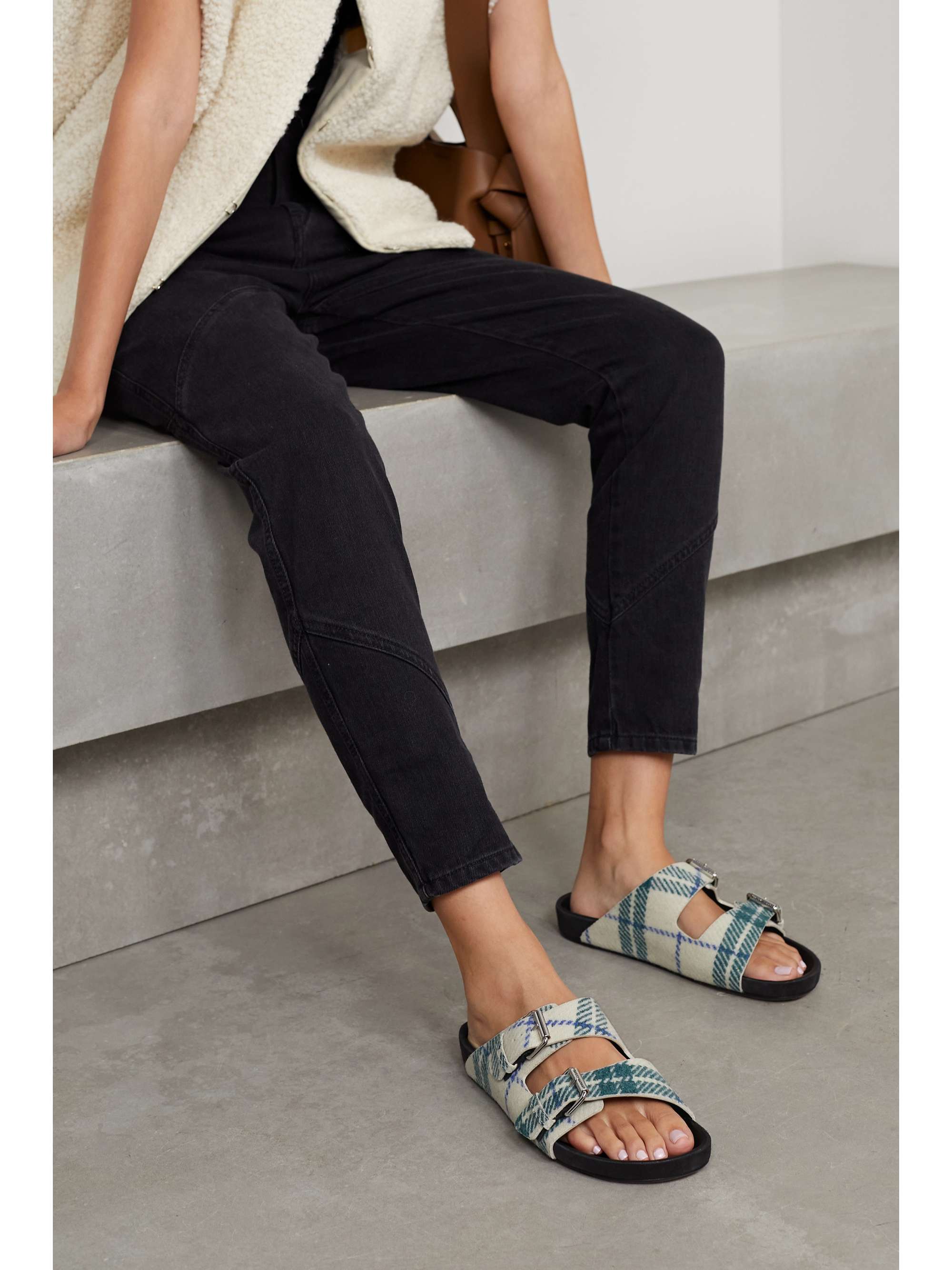 ISABEL MARANT Lennyo checked flannel slides