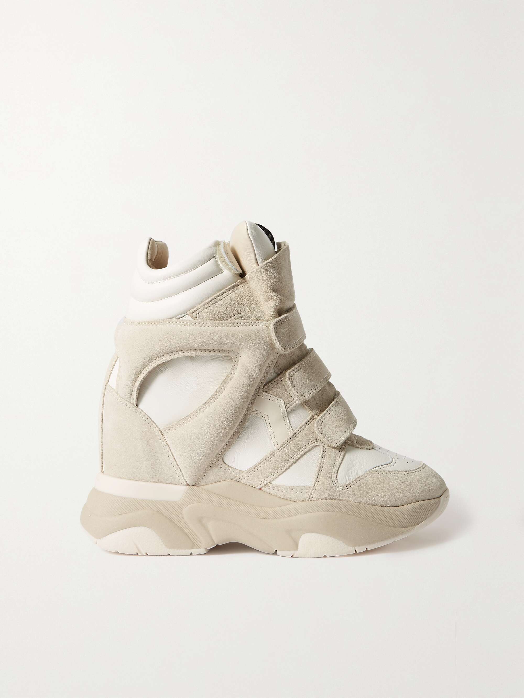 ISABEL MARANT Baskee leather and suede high-top wedge sneakers | NET-A ...