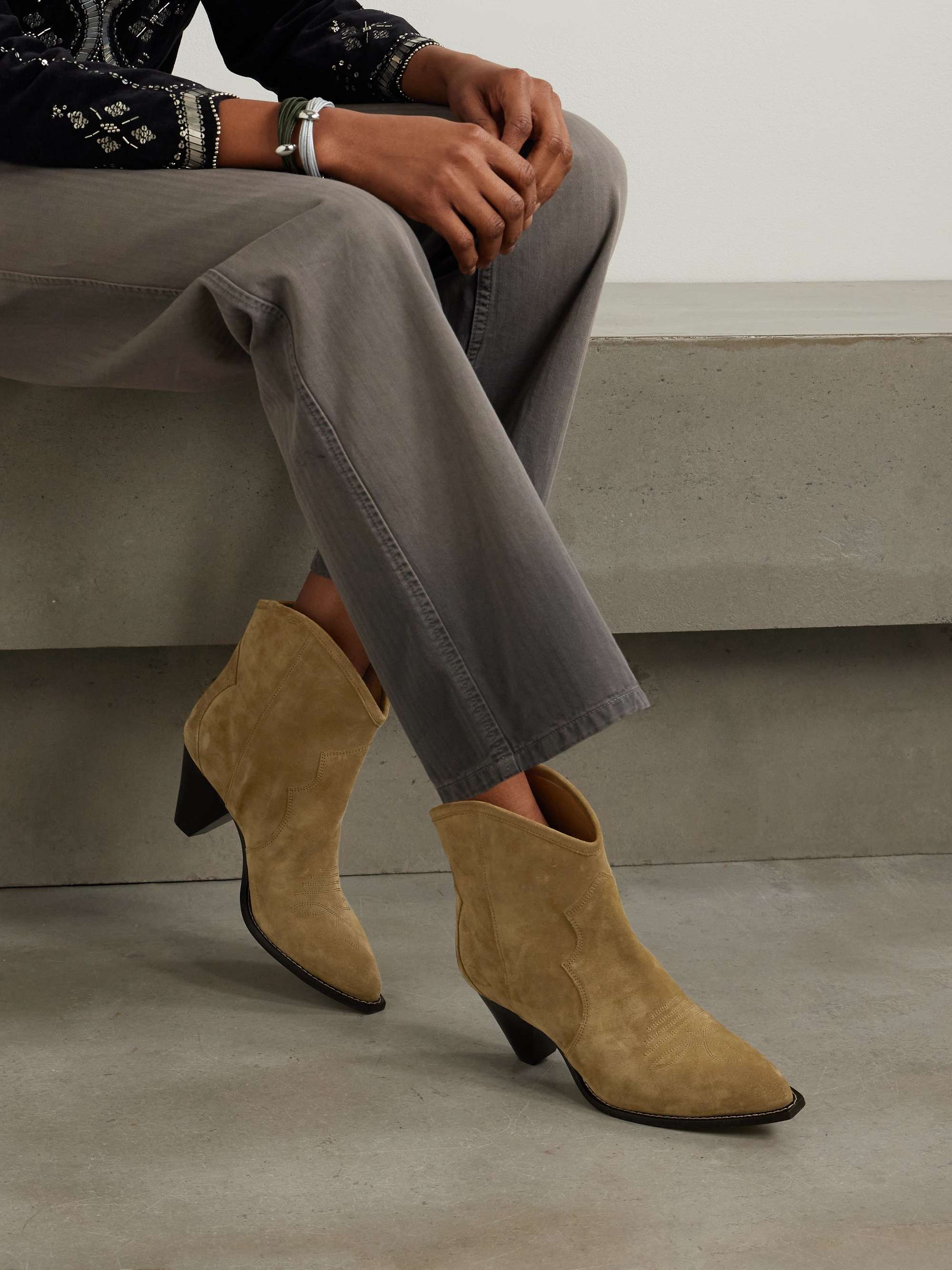 Tan Darizo suede ankle boots | ISABEL ...