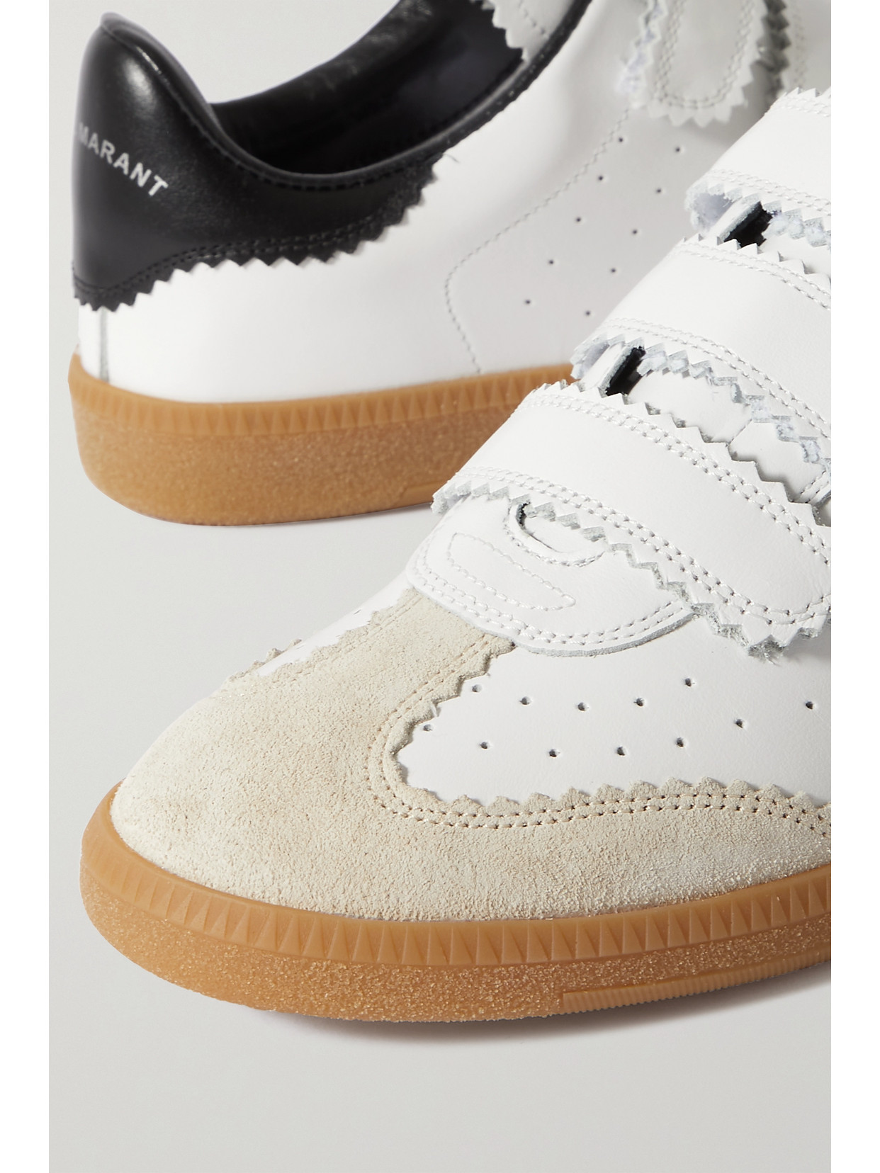 Shop Isabel Marant Beth Suede-trimmed Leather Sneakers In White