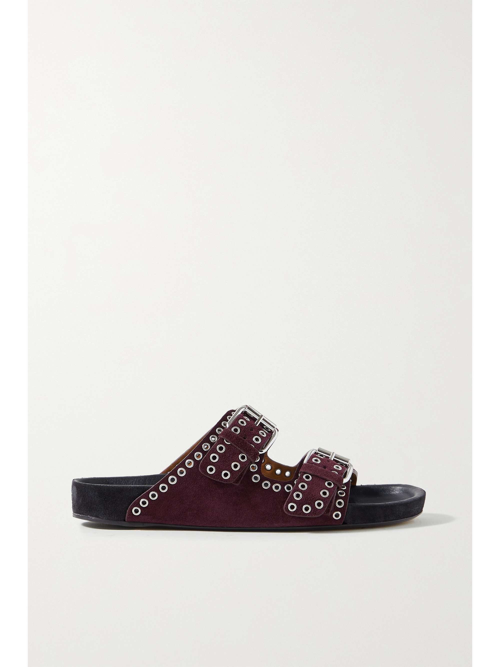 Burgundy Lennyo eyelet-embellished suede slides | ISABEL MARANT | NET-A-PORTER