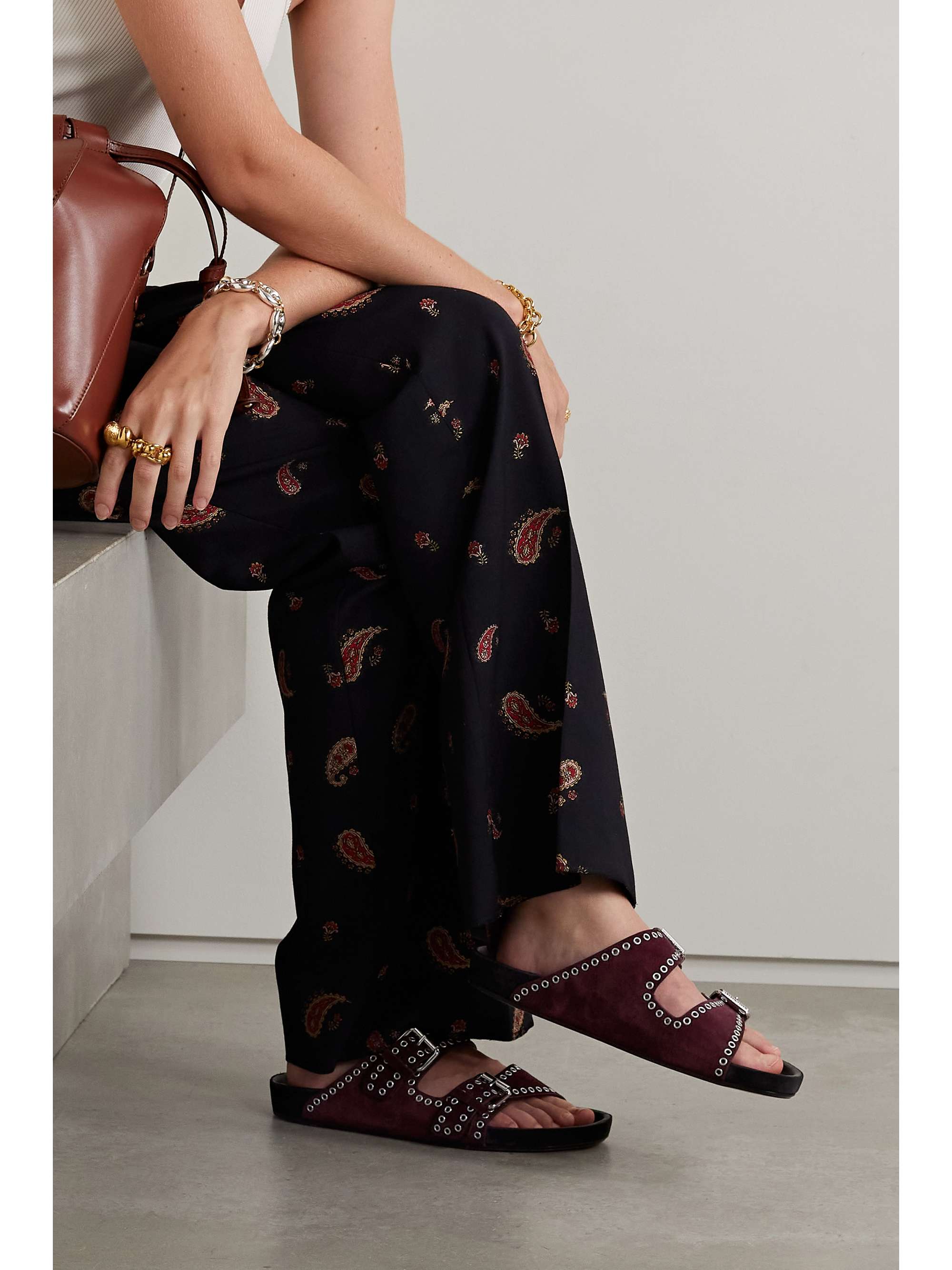isabel marant lennyo grommet suede slides