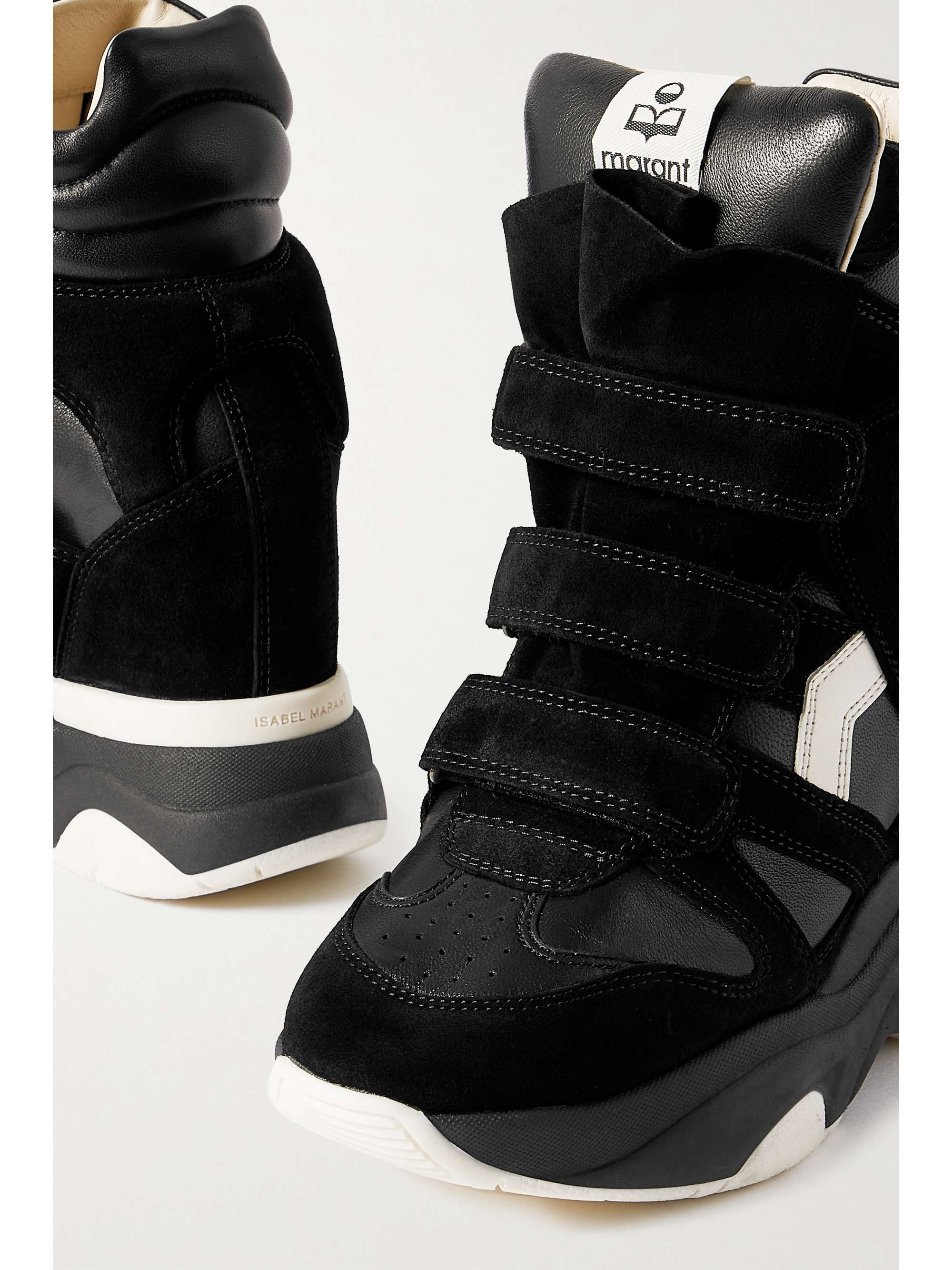 MARANT Balskee leather and suede high-top wedge sneakers | NET-A-PORTER