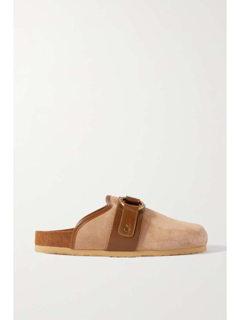 See By Chloé Gema Embellished Leather-trimmed Suede Slippers