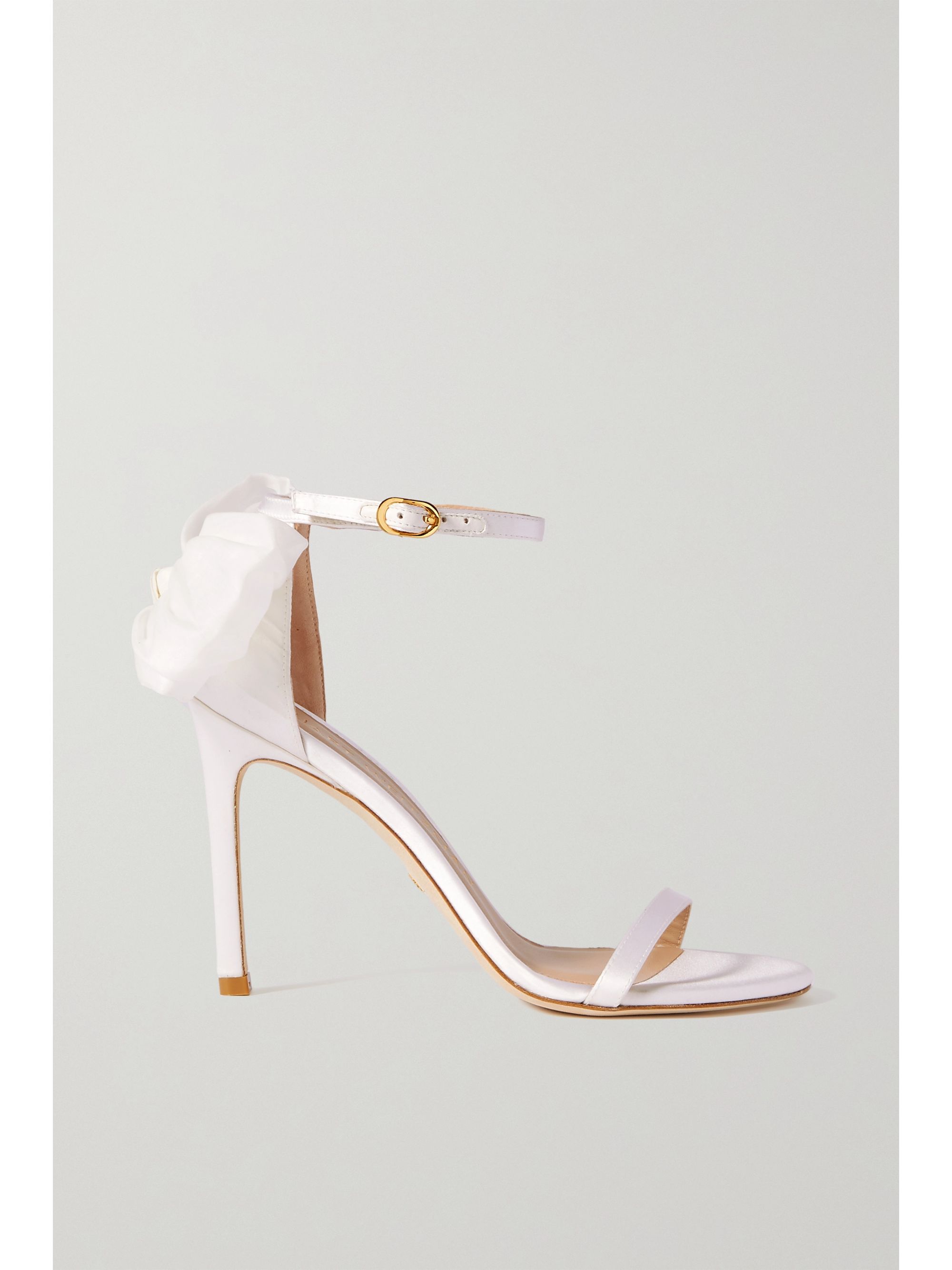 STUART WEITZMAN Nudistsong bow-detailed satin sandals