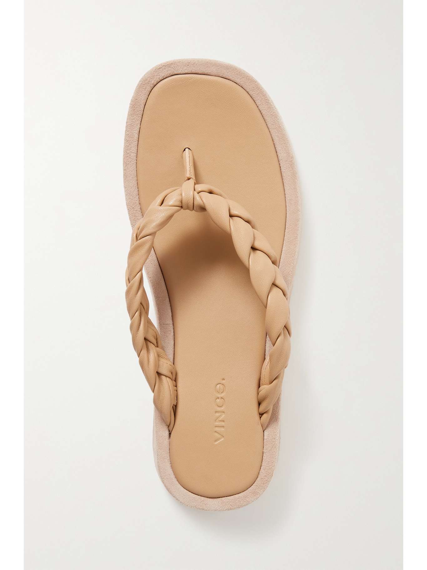 Beige Nita braided leather and suede platform flip flops | VINCE | NET-A-PORTER