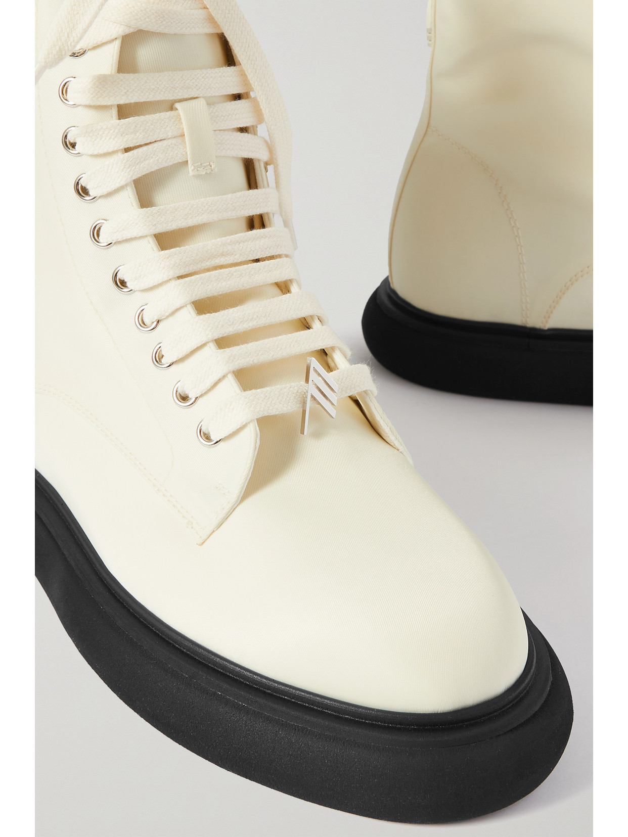 Selene Logo-Embellished Shell And Leather Combat Boots
