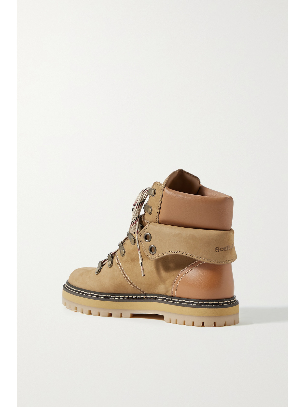 See By Chloé Eileen Leather-trimmed Nubuck Ankle Boots In Brown