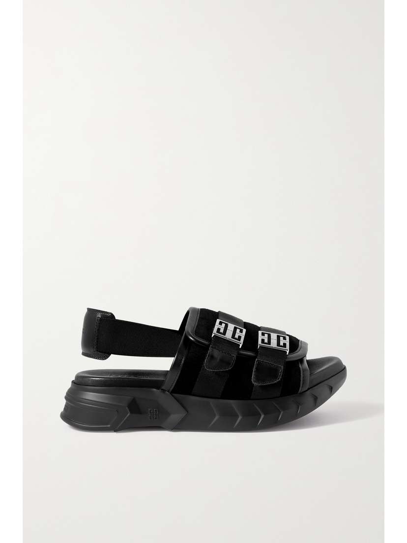 Givenchy Marshmallow Logo-detailed Canvas And Leather-trimmed Suede Sandals