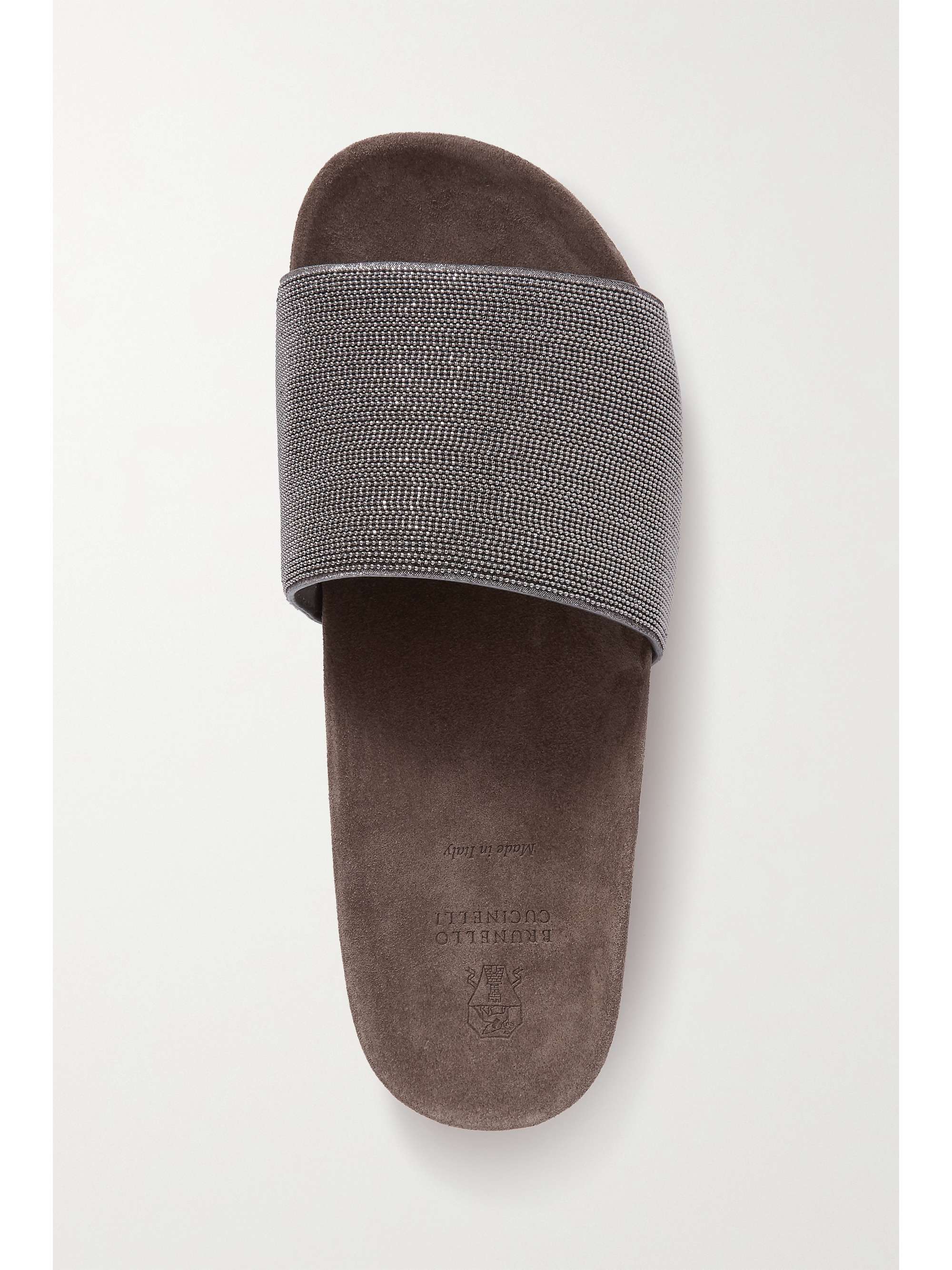 BRUNELLO CUCINELLI Bead-embellished suede slides