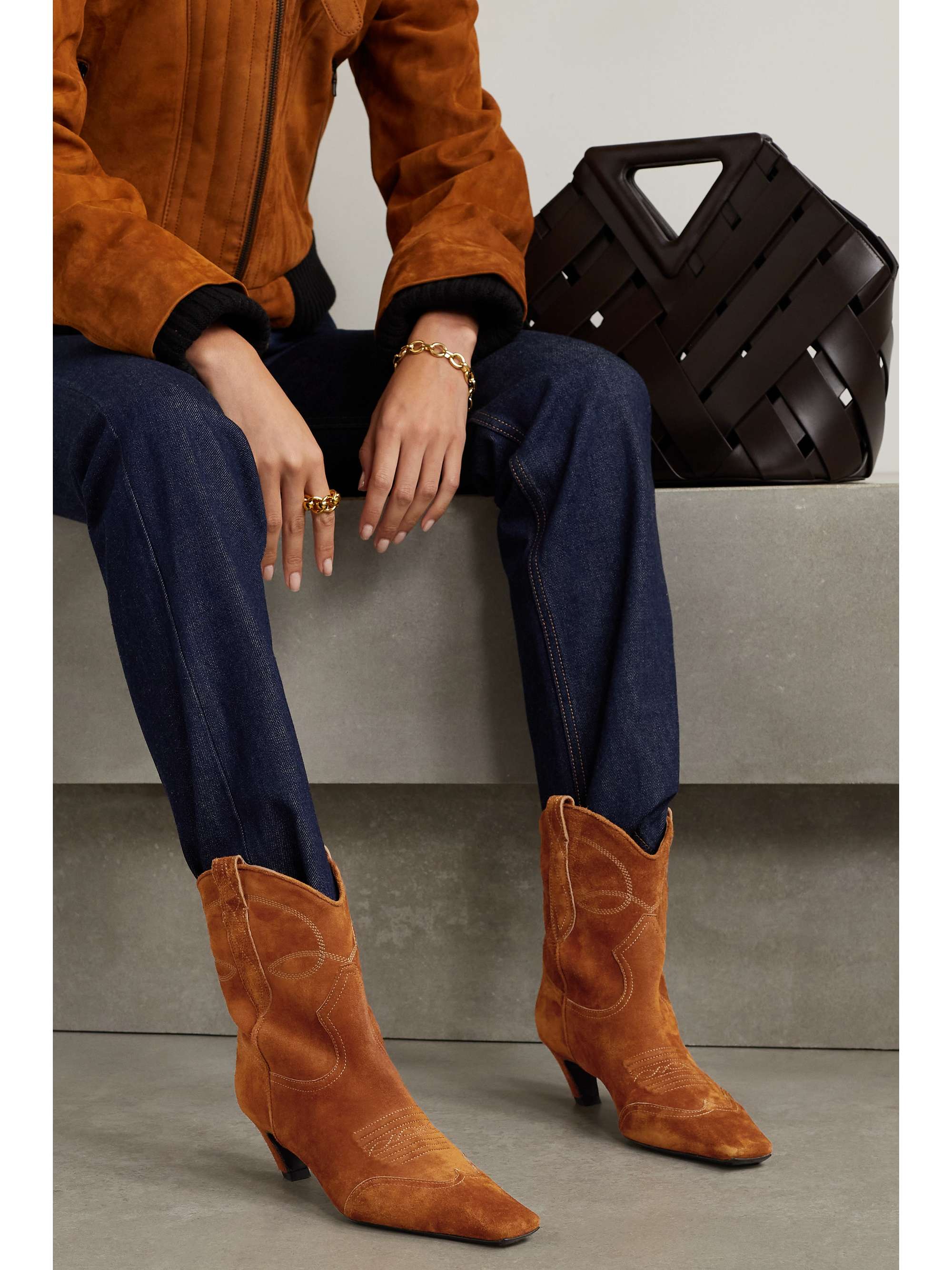 KHAITE Dallas suede cowboy boots | NET-A-PORTER