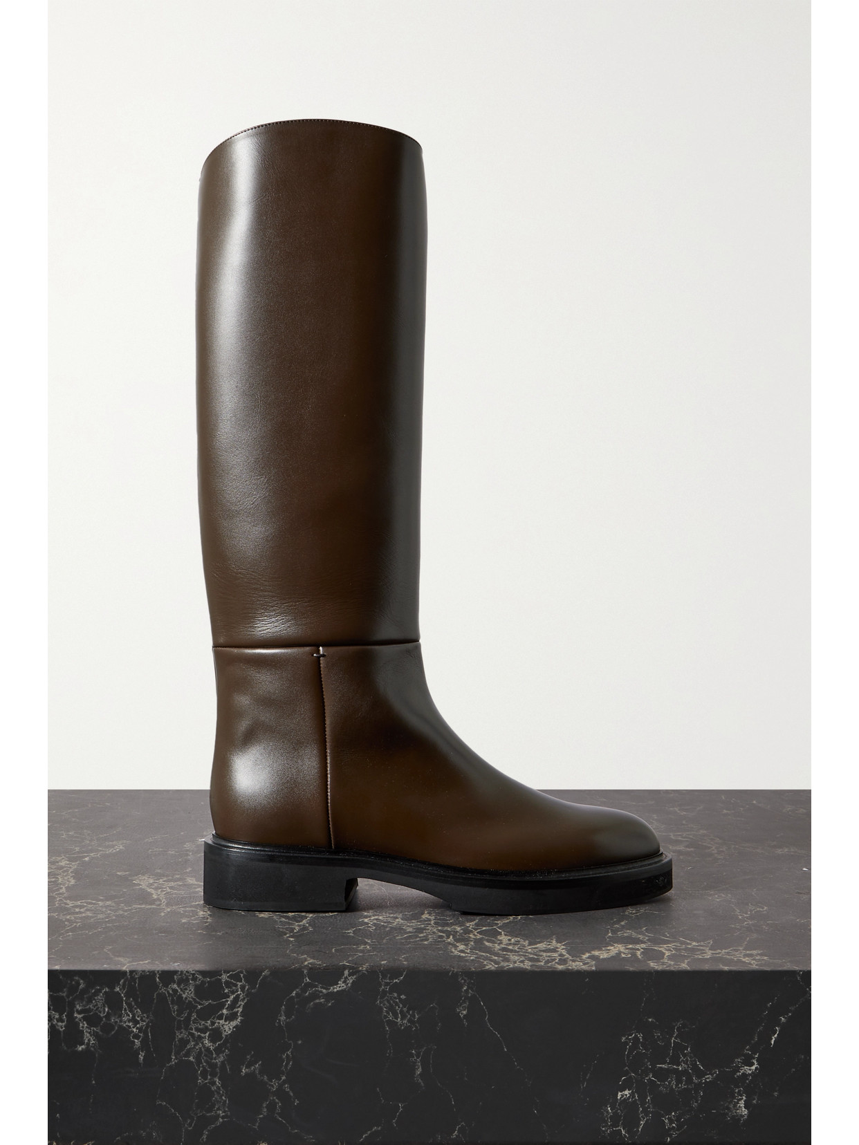 Khaite Derby Leather Riding Boots In Brown