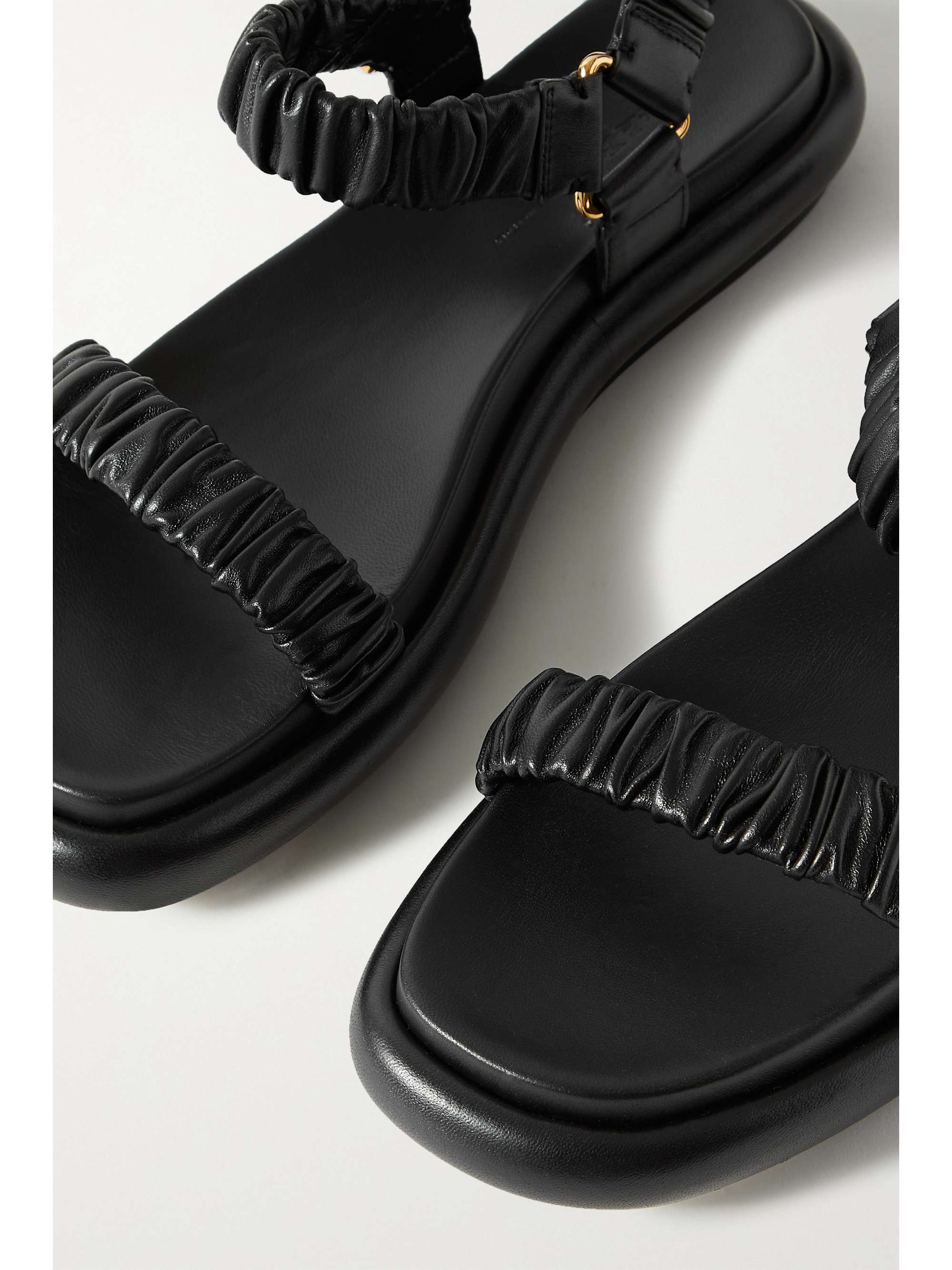 Black Puglia ruched leather sandals | KHAITE | NET-A-PORTER