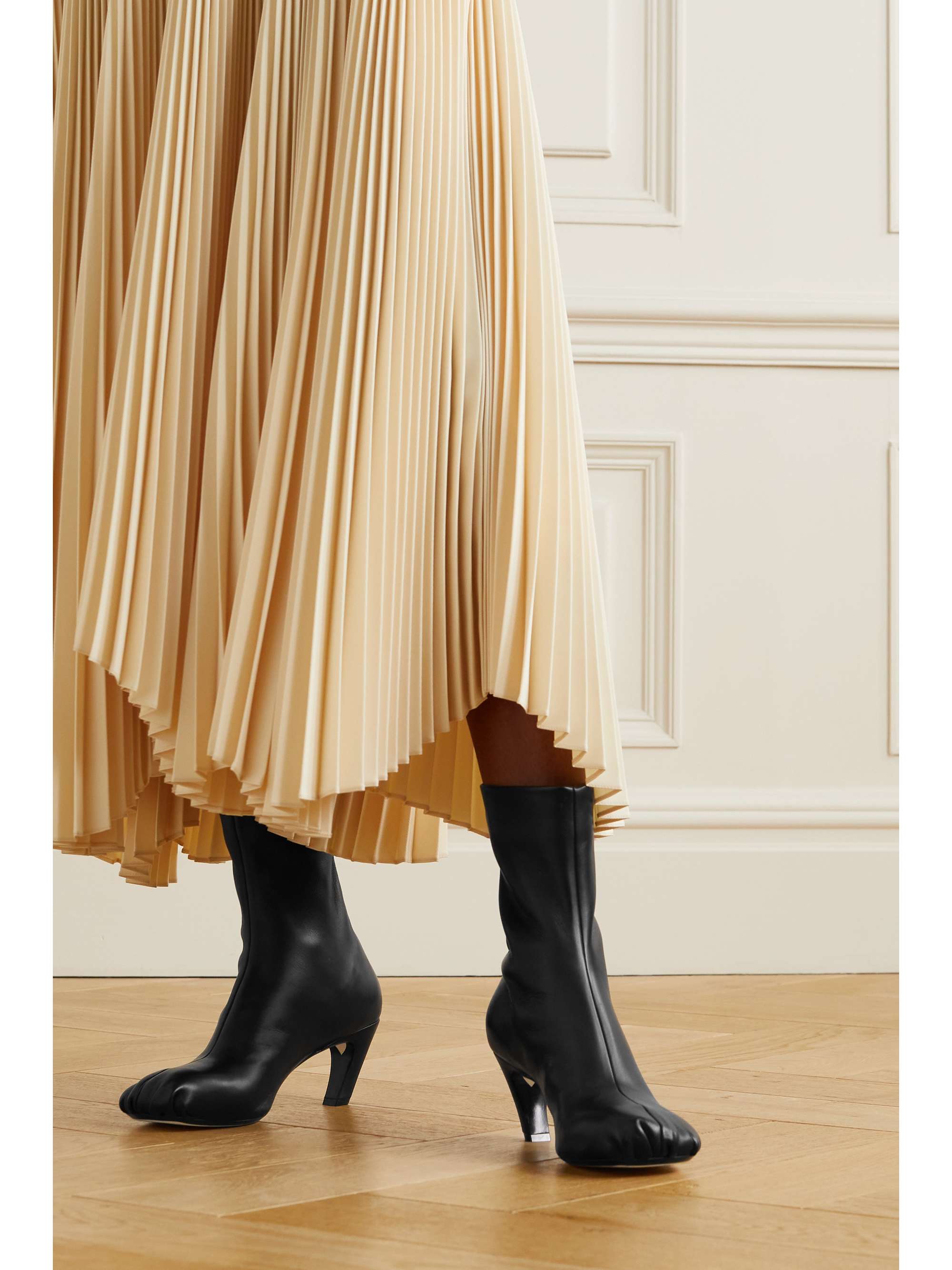 KHAITE Normandy gathered leather ankle boots