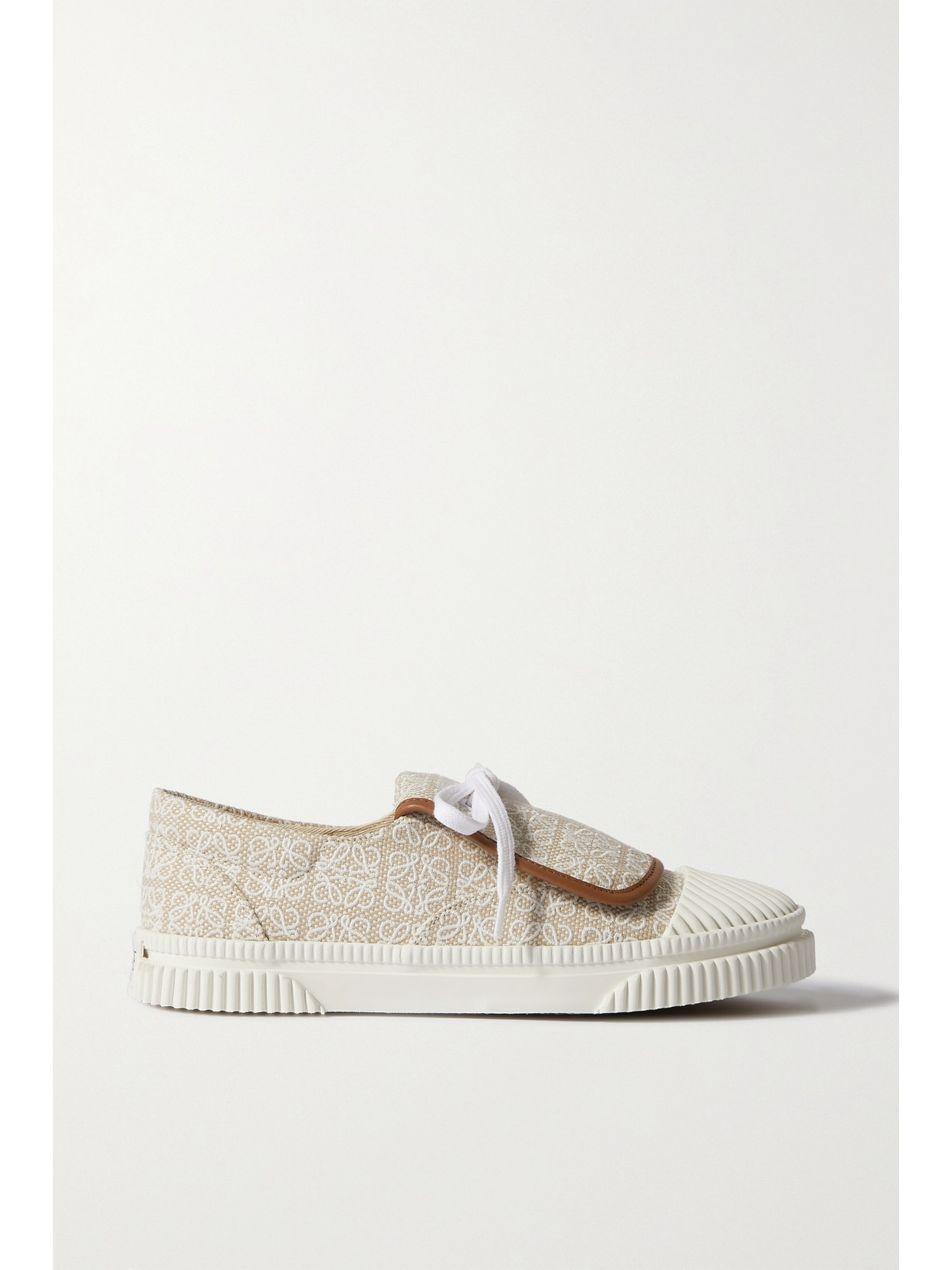 LOEWE ANAGRAM LEATHER-TRIMMED CANVAS-JACQUARD SNEAKERS