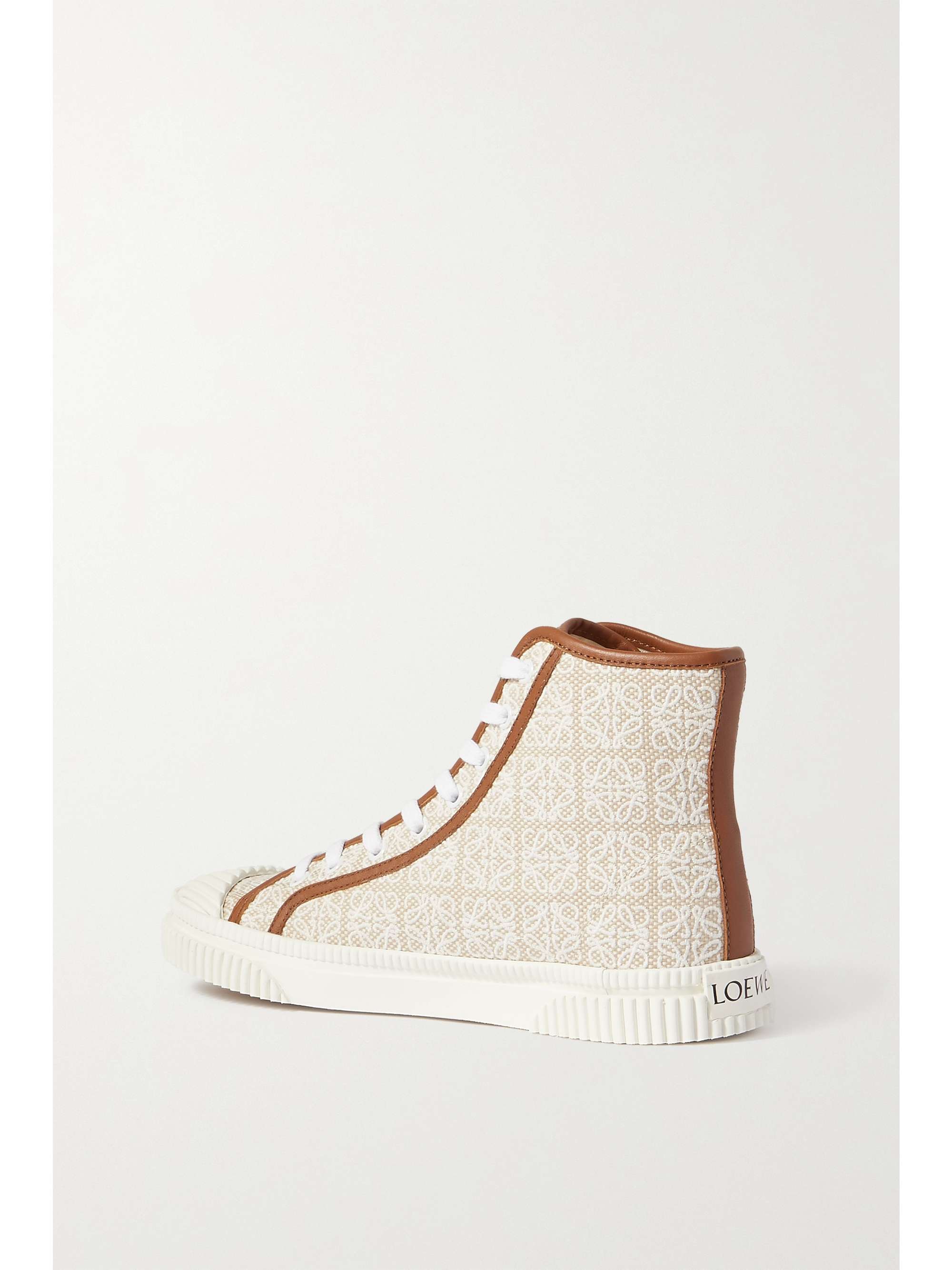 LOEWE Leather-trimmed jacquard high-top sneakers