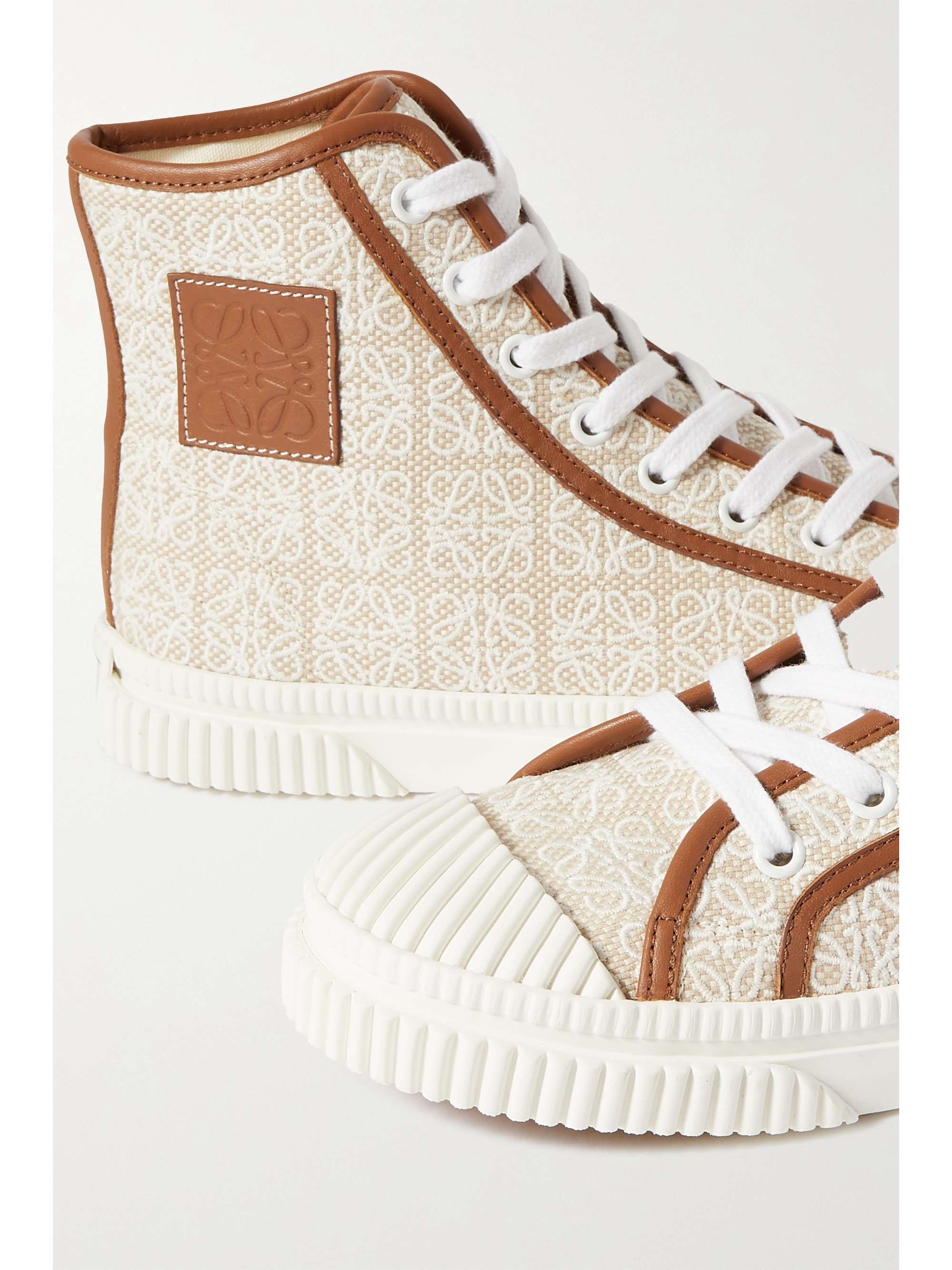 LOEWE Leather-trimmed jacquard high-top sneakers