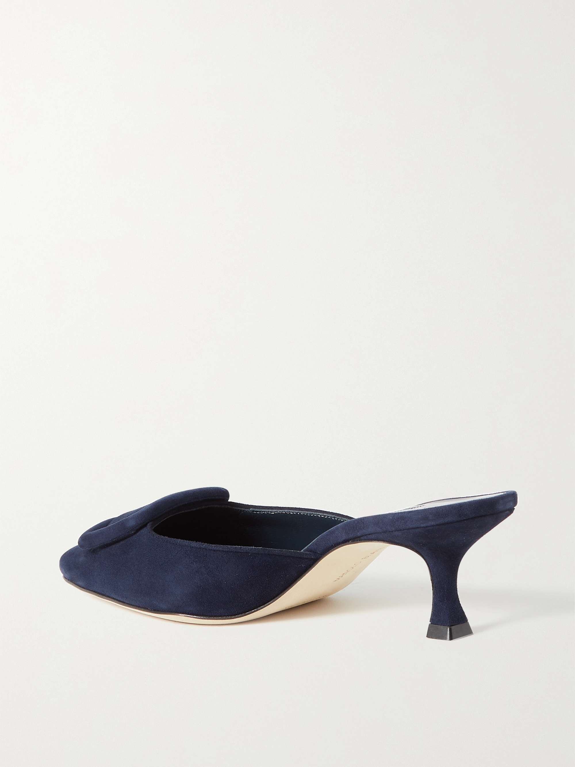 MANOLO BLAHNIK Maysale 50 buckled crepe de chine mules