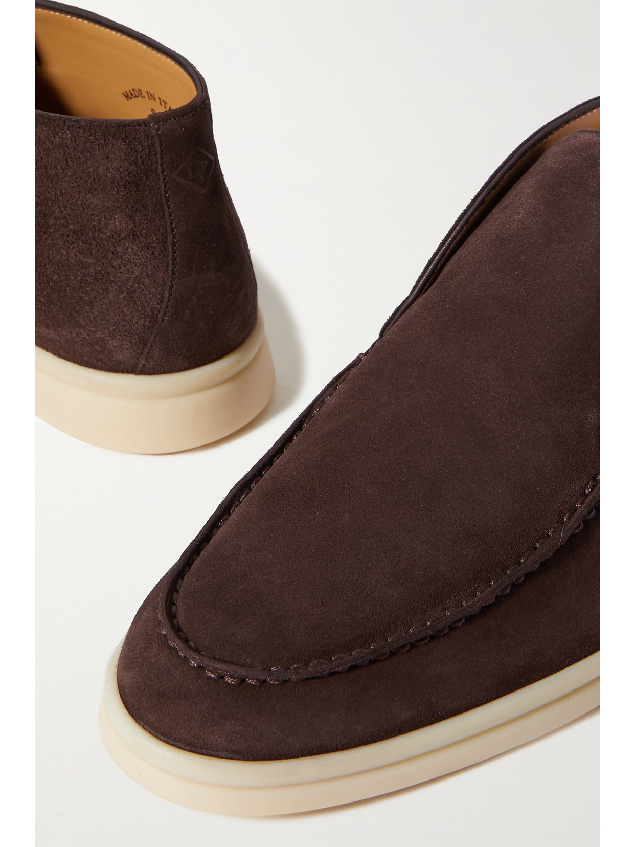 Loro Piana Polacchino Leather Slip-on Chukka Boots In Brown