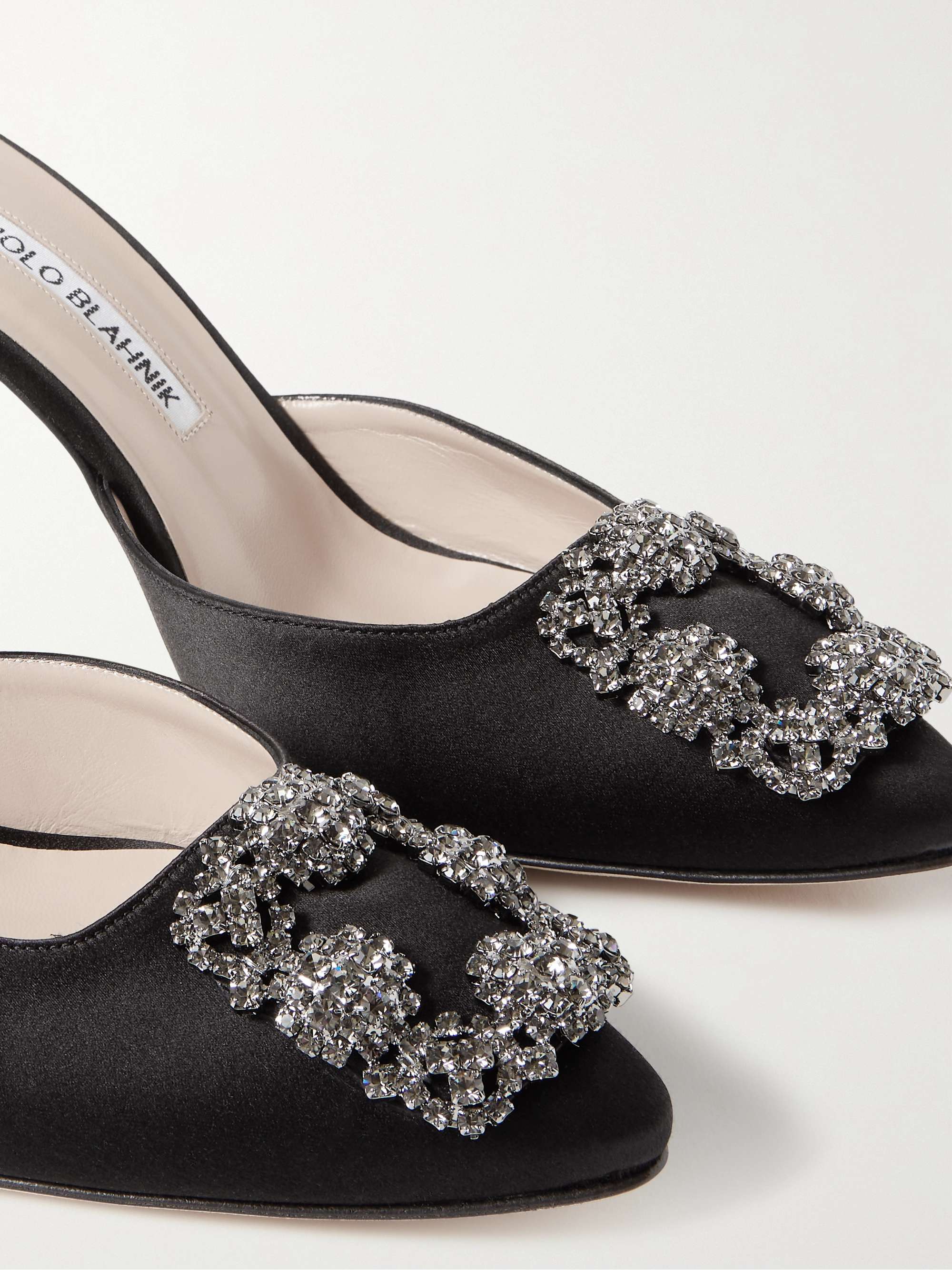 MANOLO BLAHNIK Hangisimu 70 embellished satin mules | NET-A-PORTER