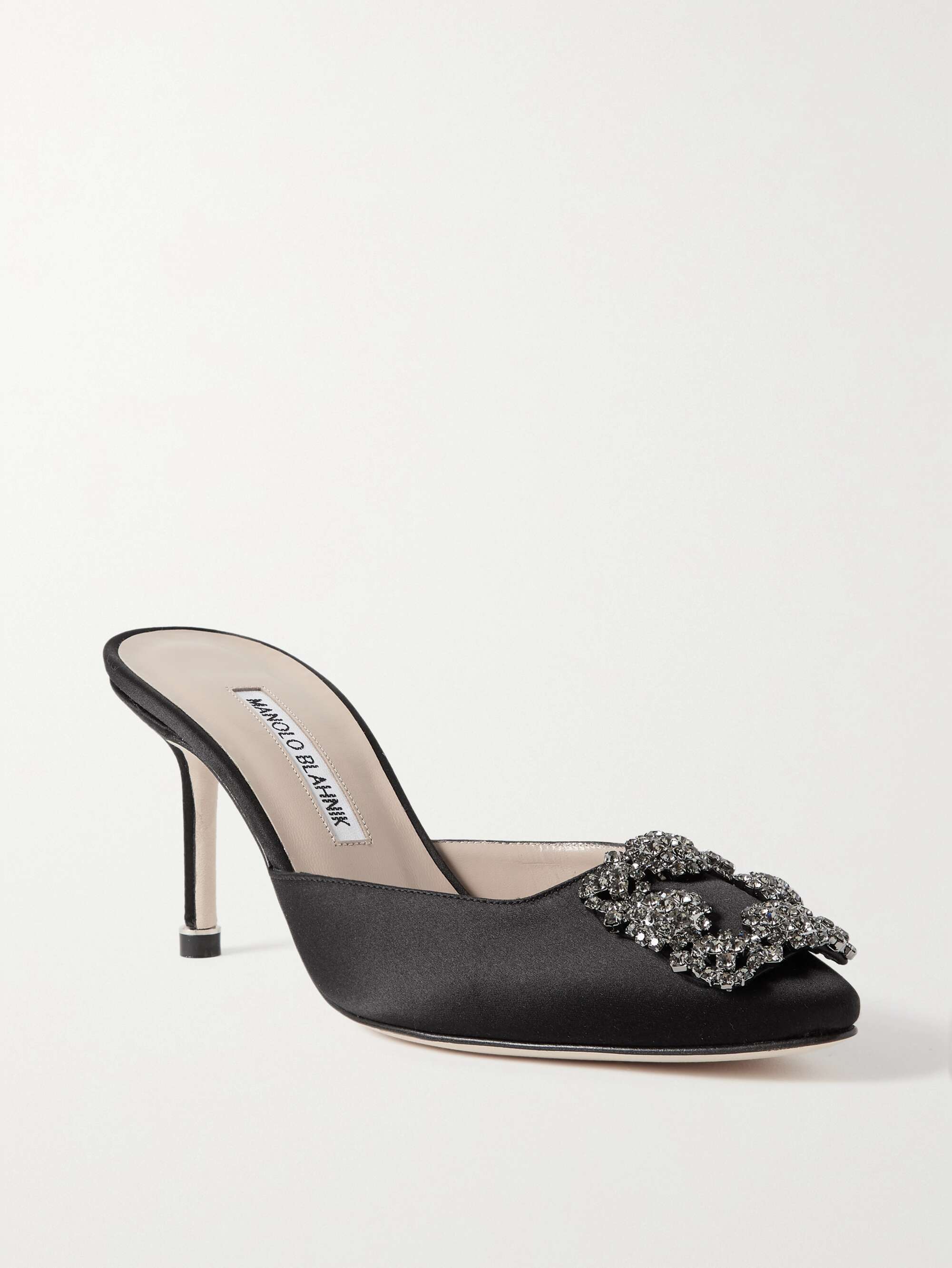 MANOLO BLAHNIK Hangisimu 70 embellished satin mules | NET-A-PORTER