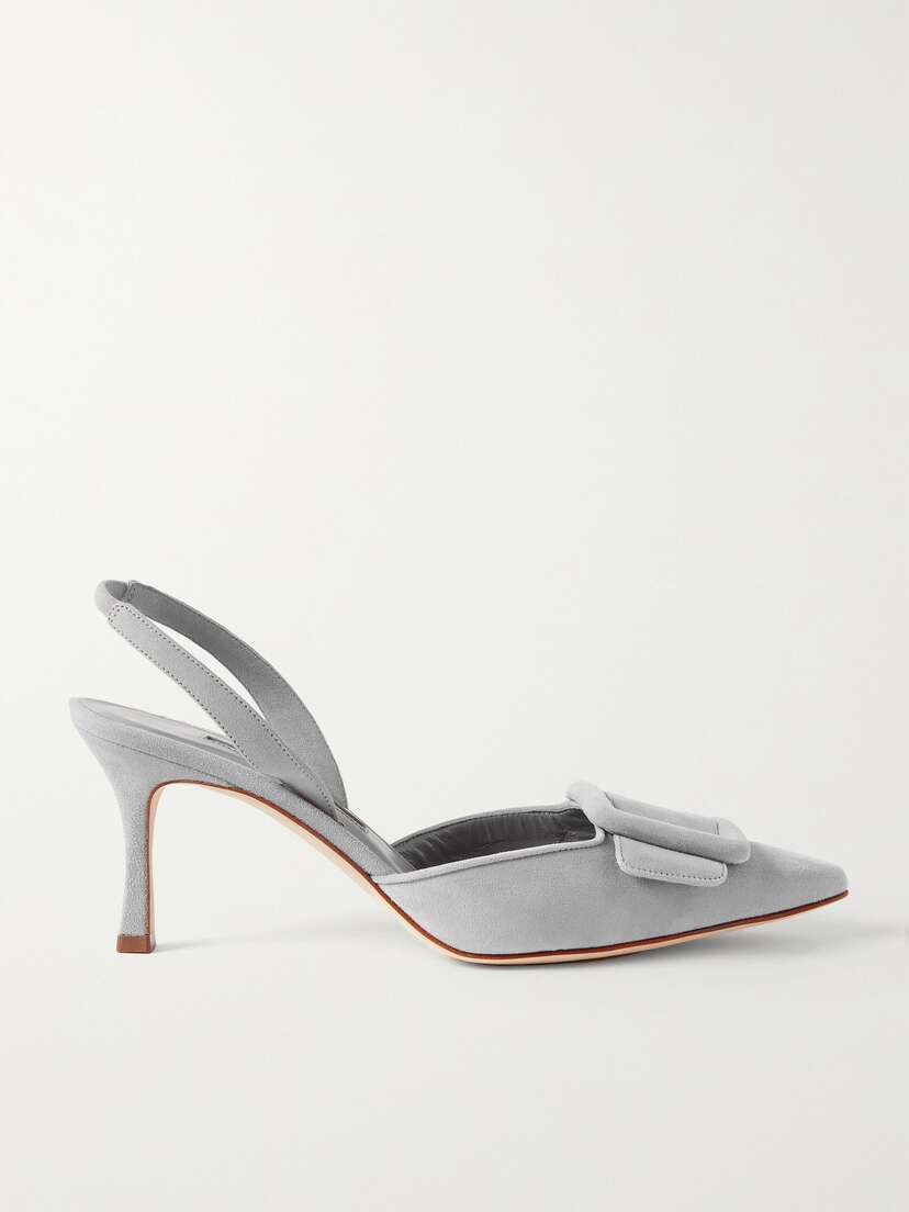 Manolo Blahnik Maysli 70 Buckled Suede Slingback Pumps