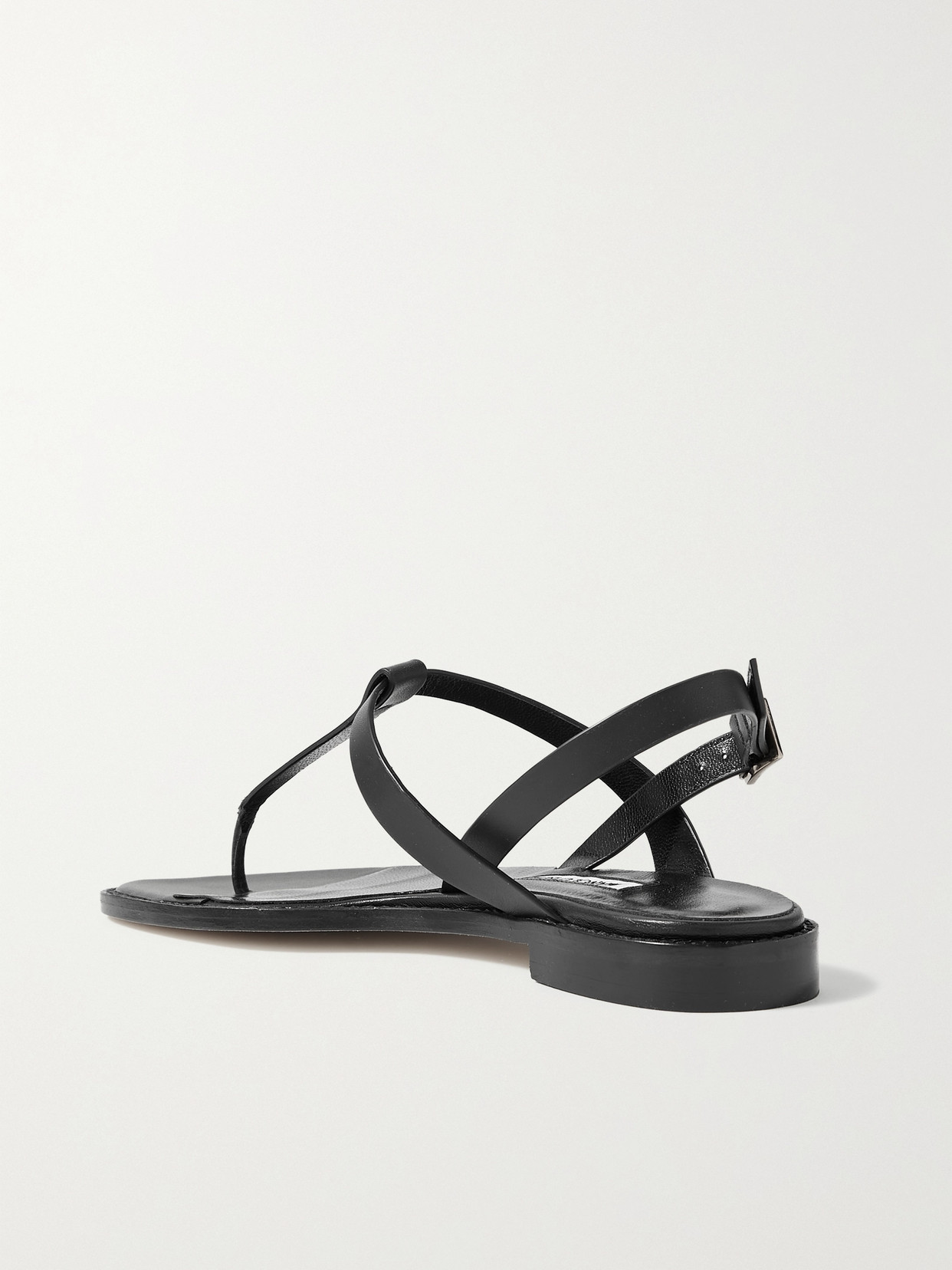 Manolo Blahnik Hata Leather Slingback Sandals In Black