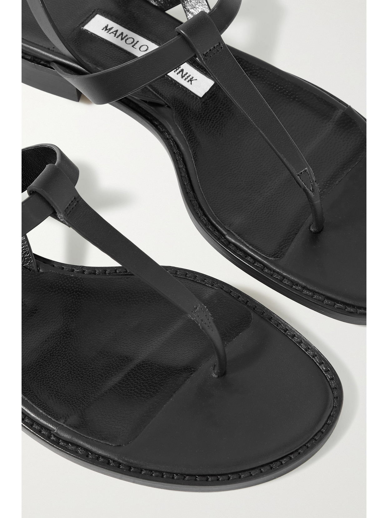 Manolo Blahnik Hata Leather Slingback Sandals In Black