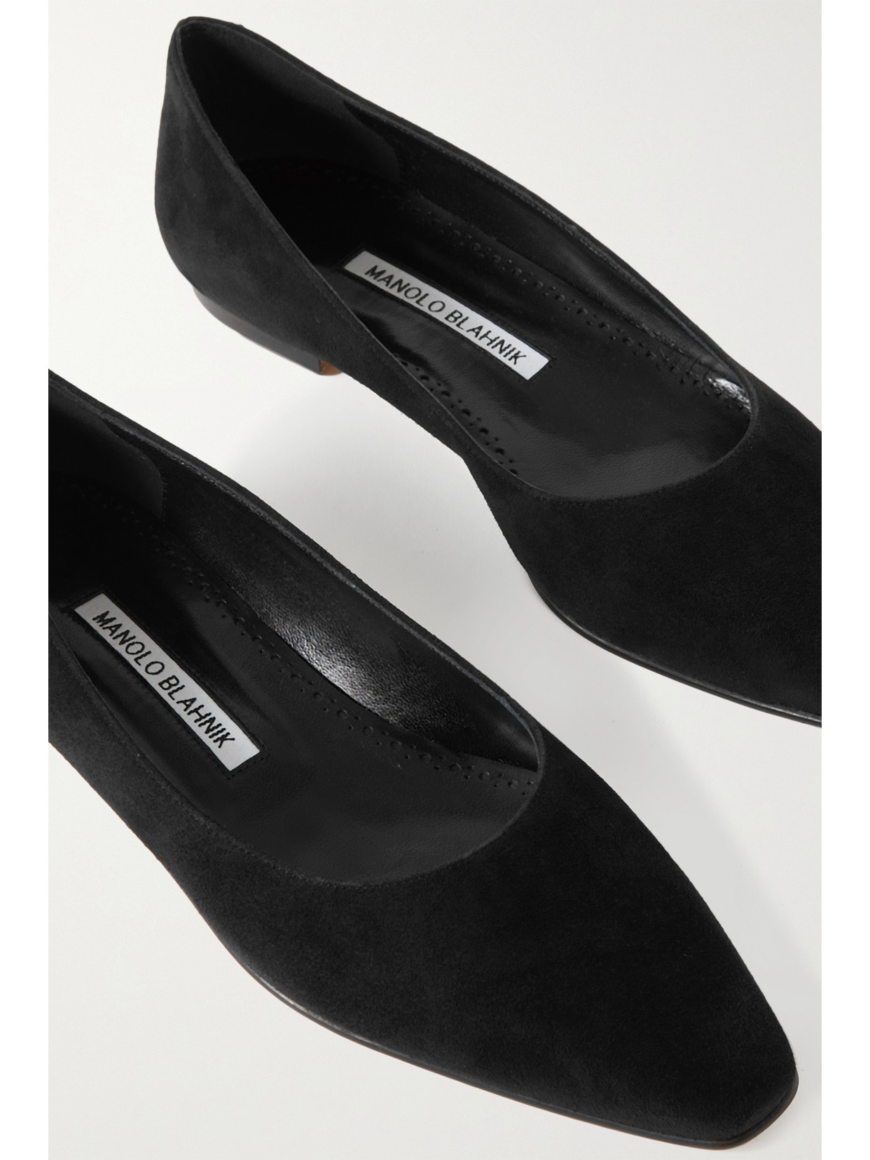 Manolo Blahnik Maysale Suede Buckle Ballerina Flats In Black