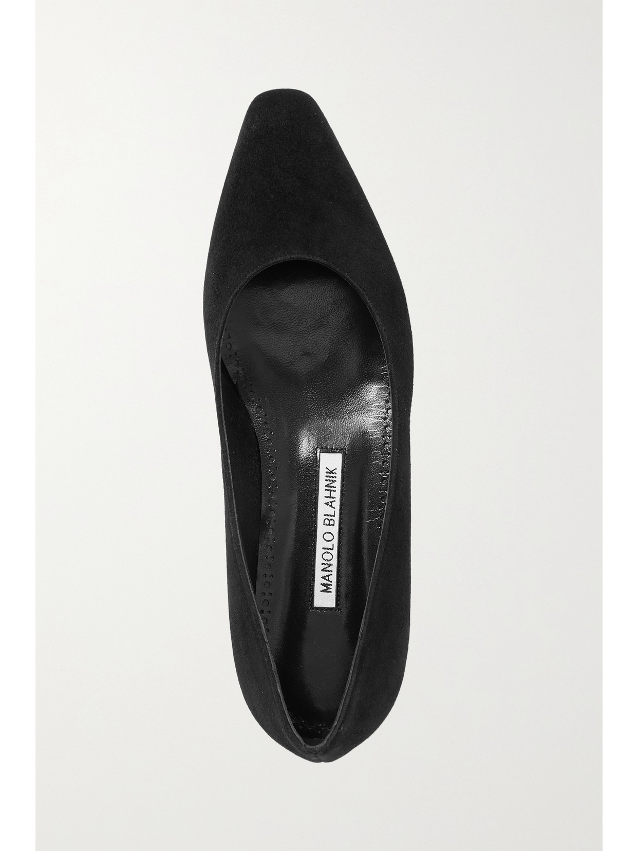 Manolo Blahnik Maysale Suede Buckle Ballerina Flats In Black