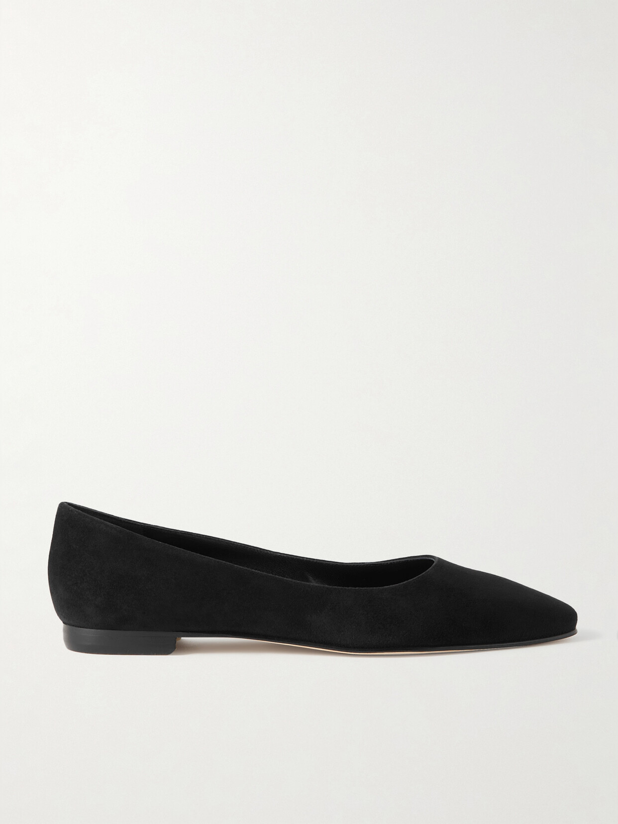 Manolo Blahnik Maysale Suede Buckle Ballerina Flats In Black