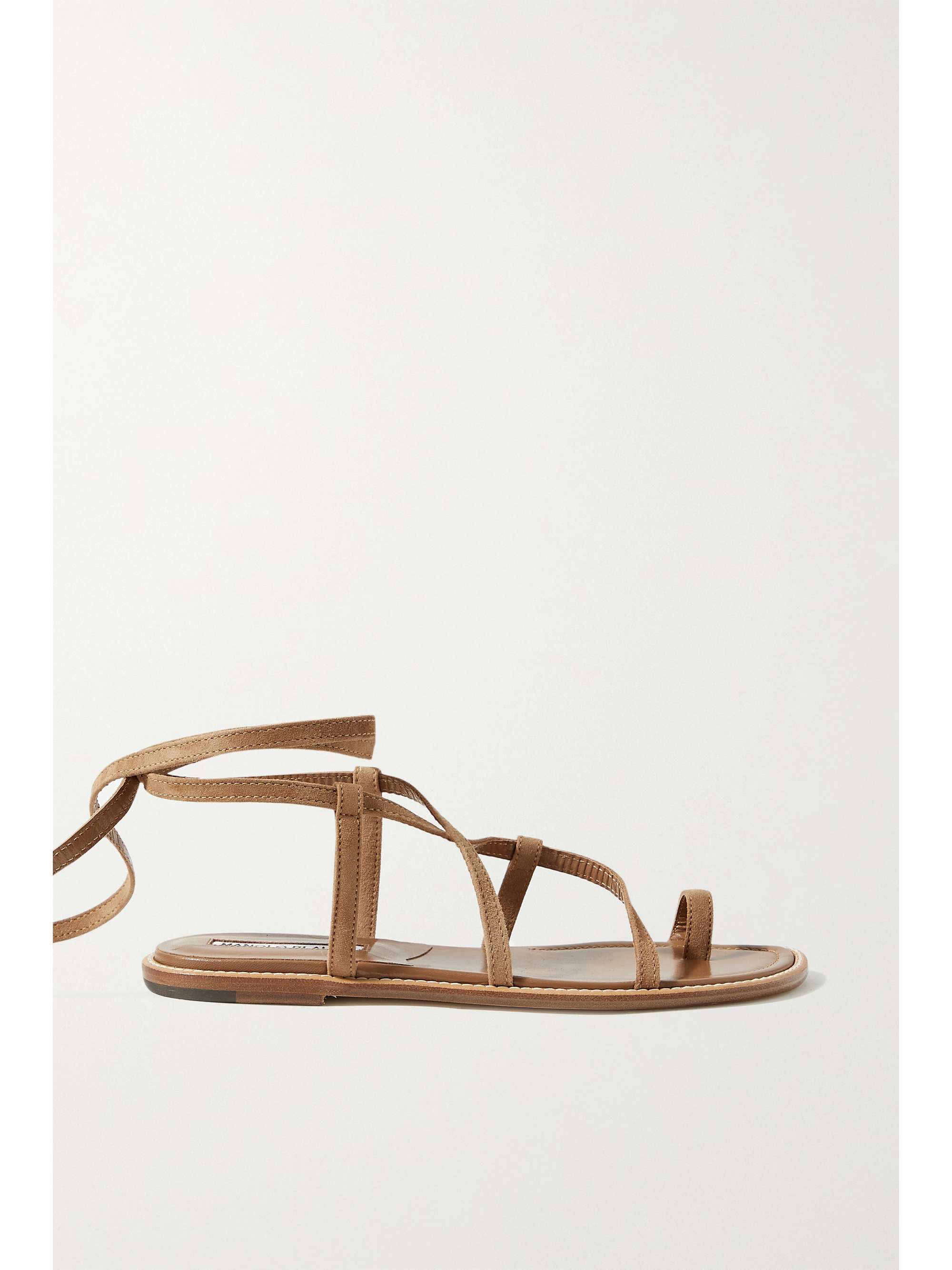 MANOLO BLAHNIK Primathi lace-up suede sandals | NET-A-PORTER