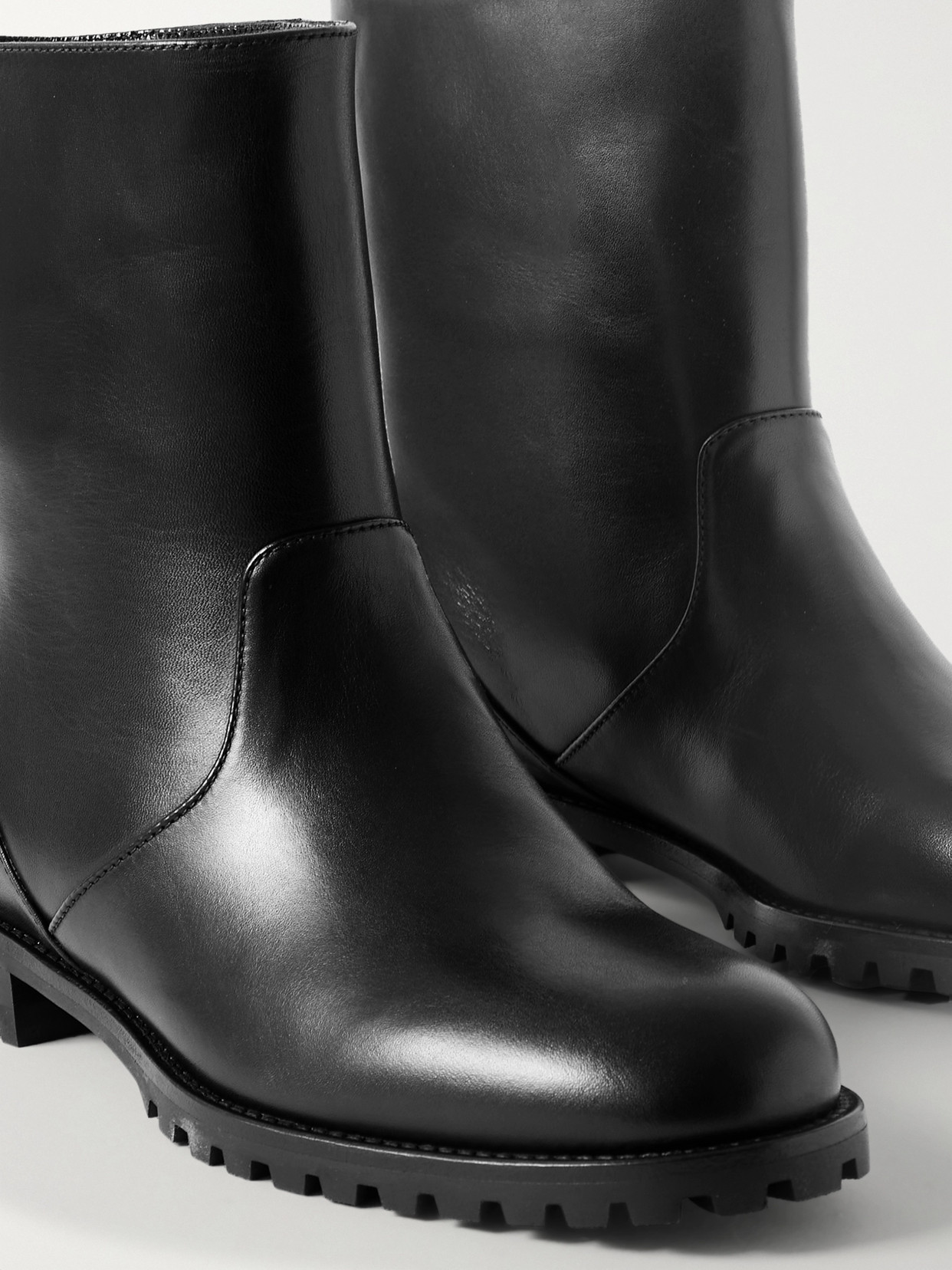 Manolo Blahnik Motosa Ankle Boots In Black Calf Leather In Black