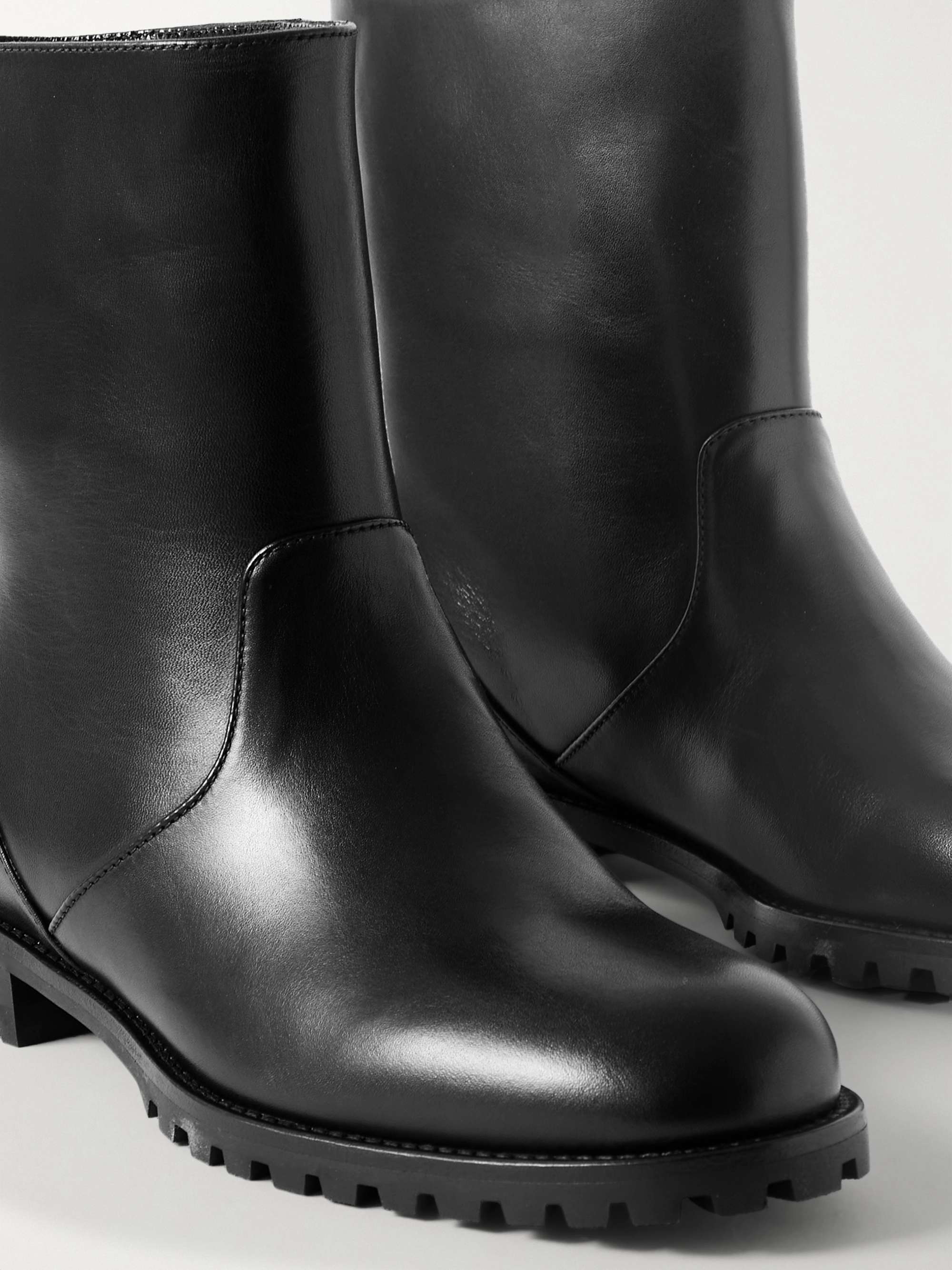MANOLO BLAHNIK Motosa レザー アンクルブーツ | NET-A-PORTER