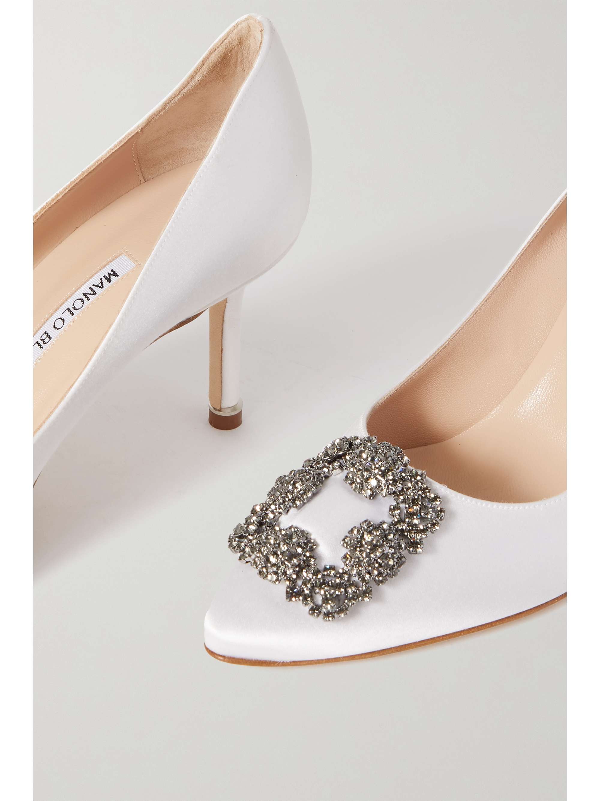MANOLO BLAHNIK Hangisi 70 embellished satin pumps