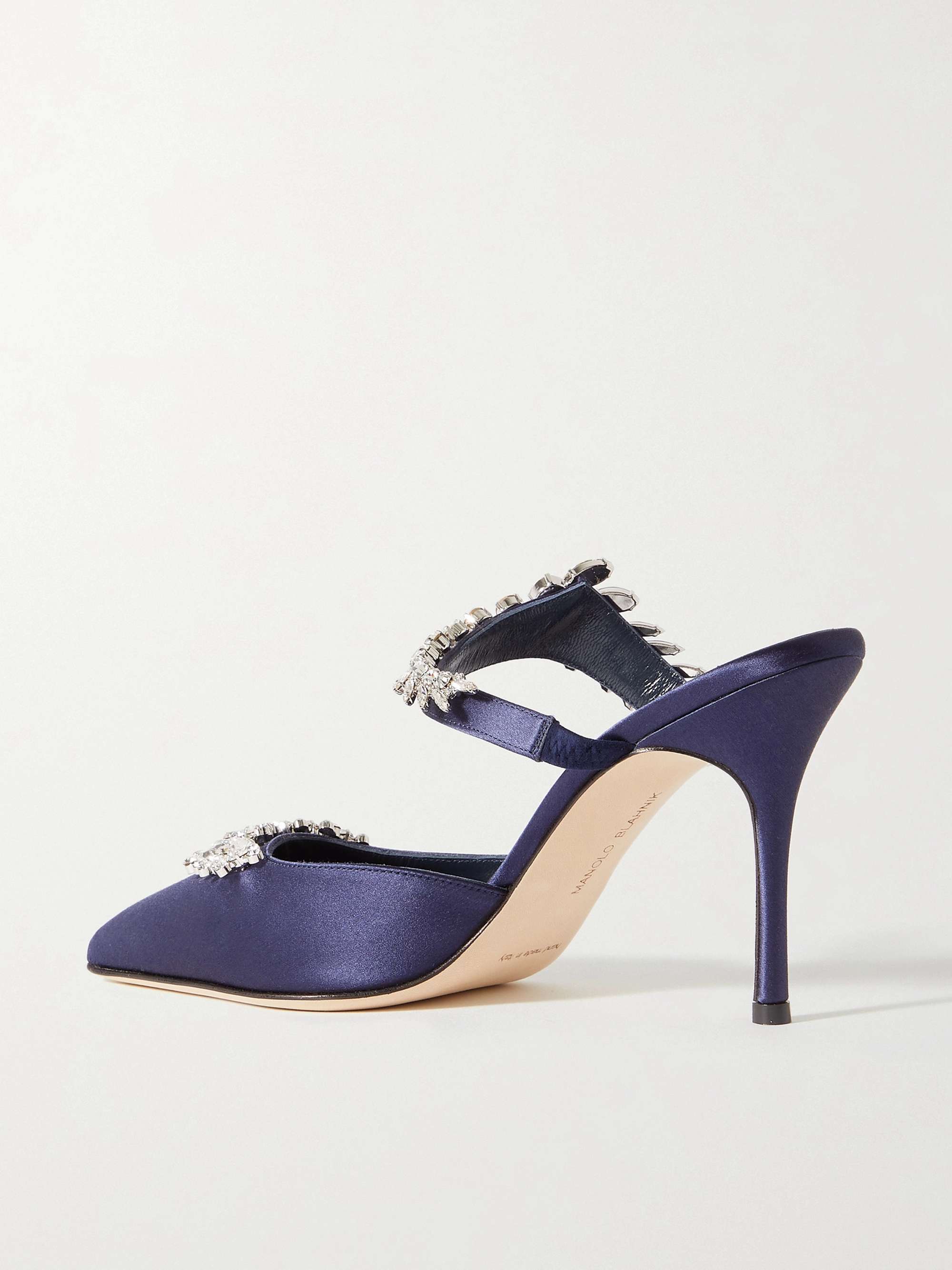 MANOLO BLAHNIK Lurum 90 crystal-embellished velvet mules