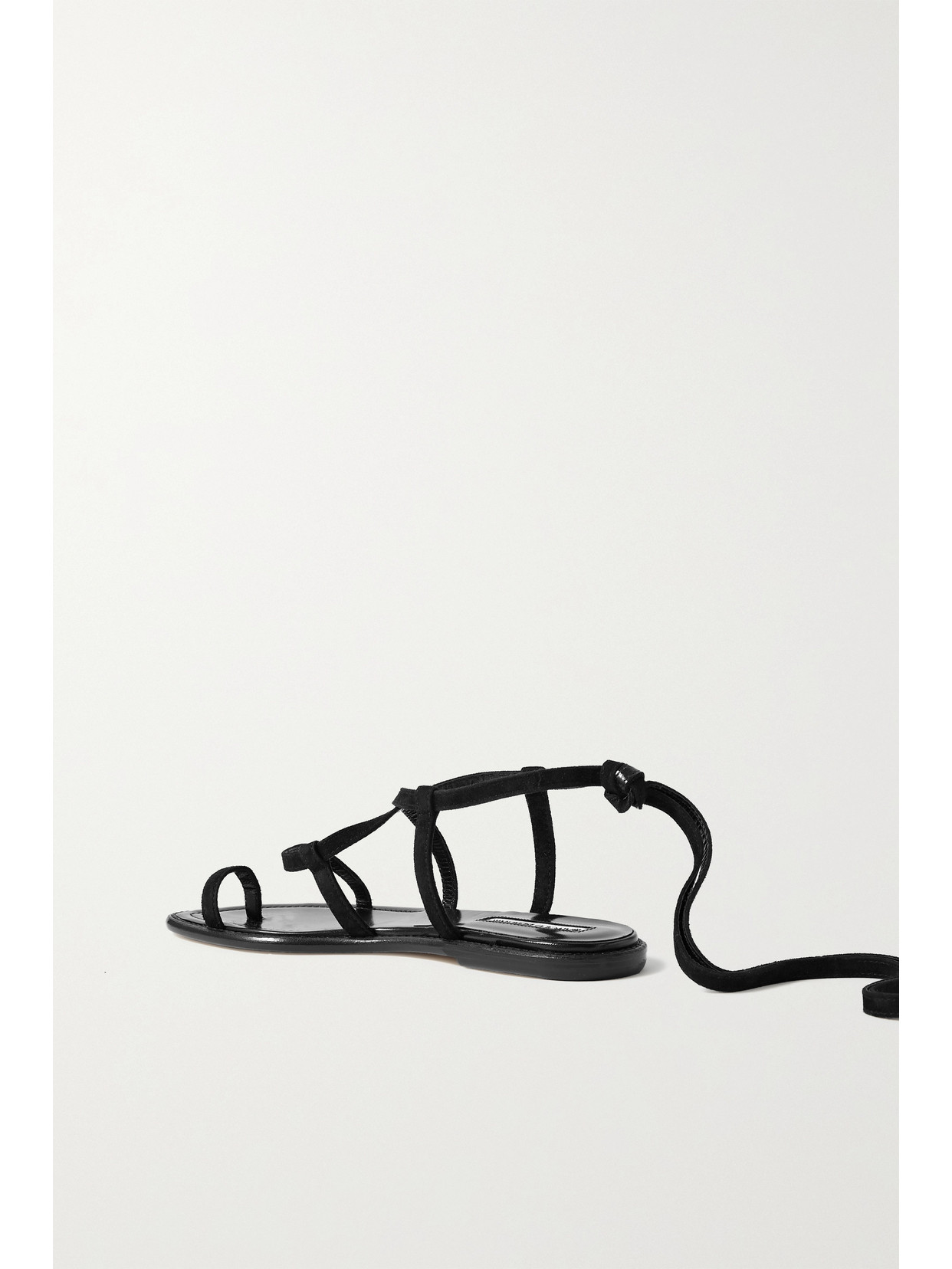 Manolo Blahnik Primathi Lace-up Suede Sandals In Black