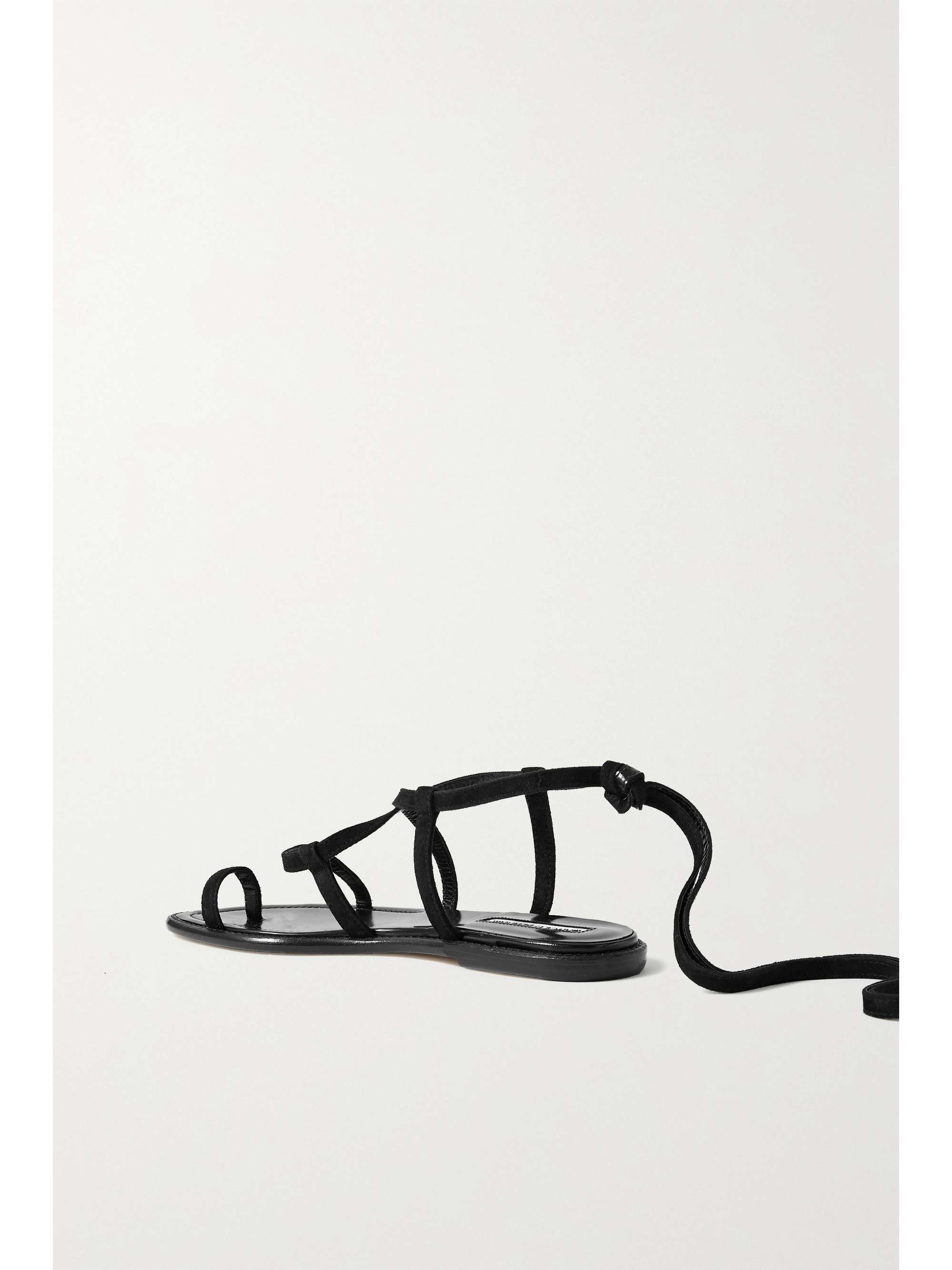 Black Primathi lace-up suede sandals | MANOLO BLAHNIK | NET-A-PORTER