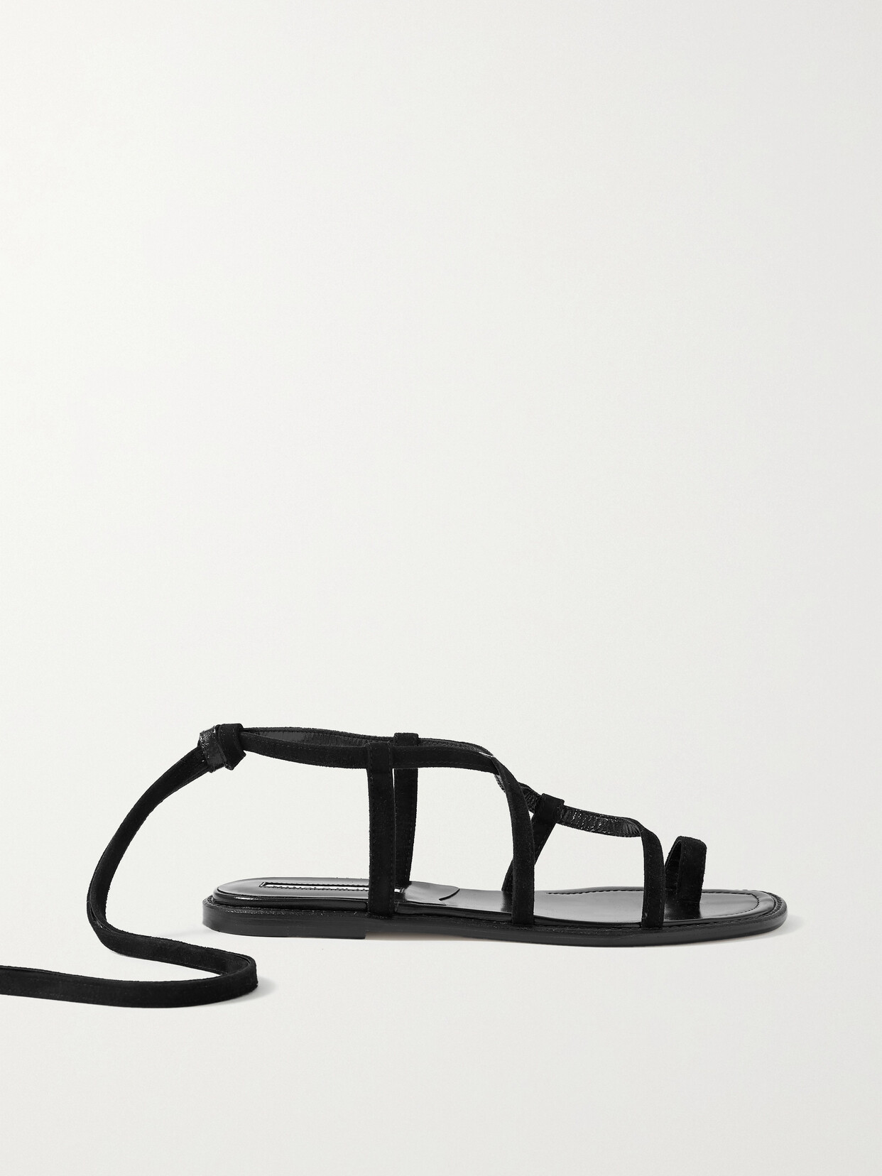Manolo Blahnik Primathi Lace-up Suede Sandals In Black