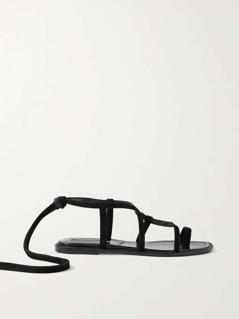 Manolo Blahnik Primathi Lace-up Suede Sandals