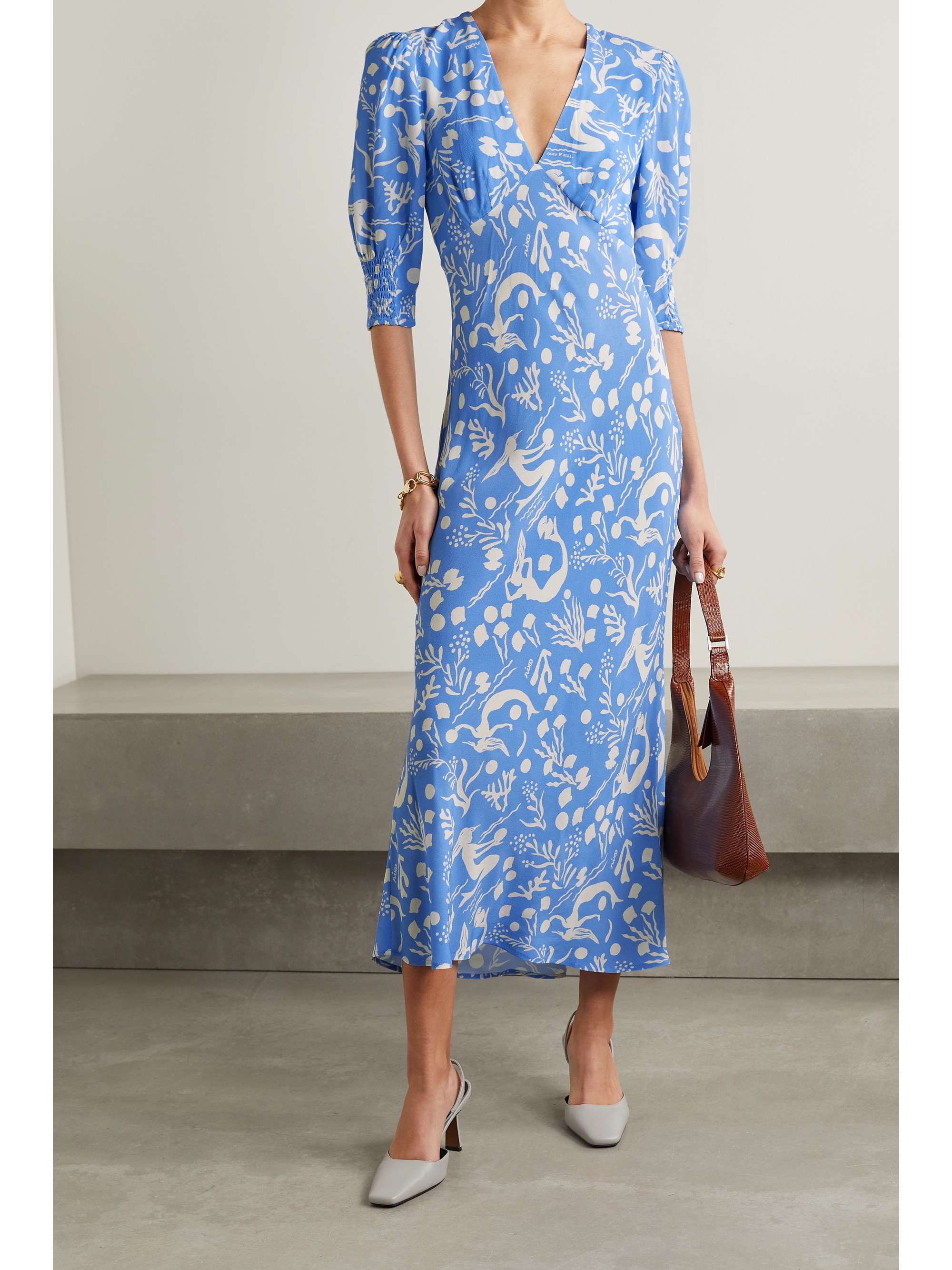 black patterned wrap dress