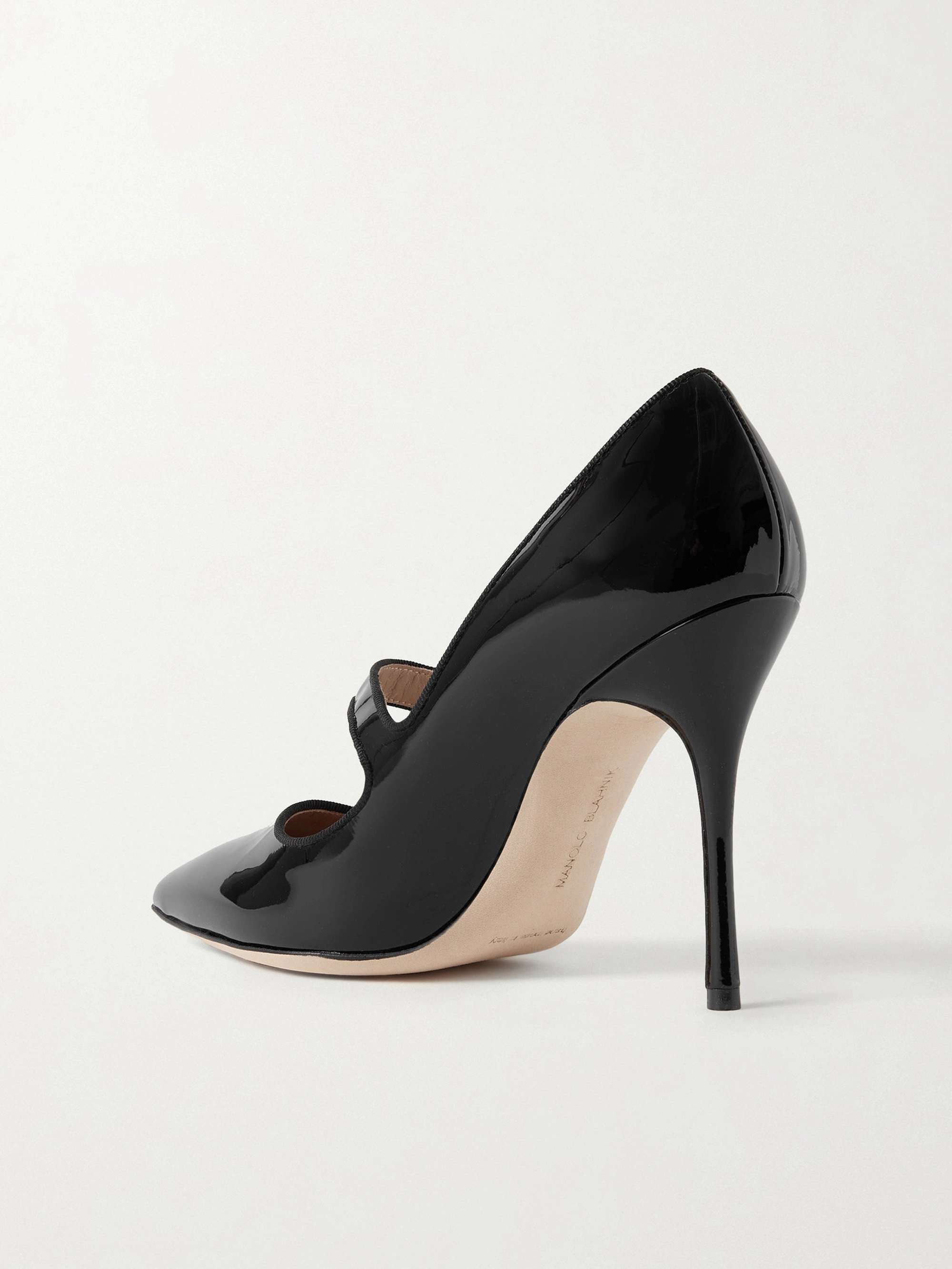 MANOLO BLAHNIK Campari 105 Pumps aus Lackleder mit Ripsbandbesätzen